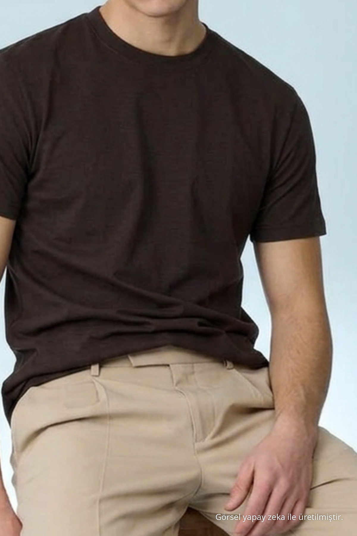 Erkek Casual Straight Kahve Esnek Tişört 6