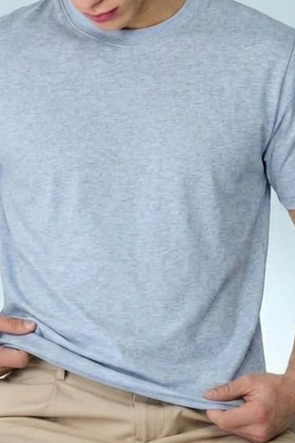 Erkek Casual Straight Mavi Esnek Tişört 6