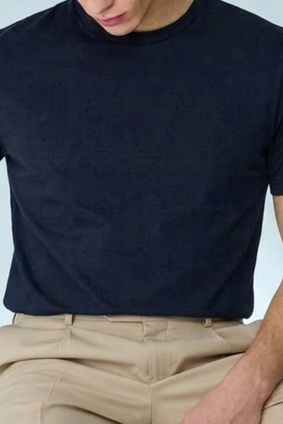 Erkek Casual Straight Lacivert Esnek Tişört 6