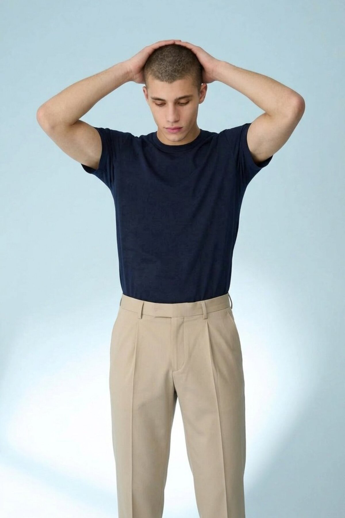 Erkek Casual Straight Lacivert Esnek Tişört 4