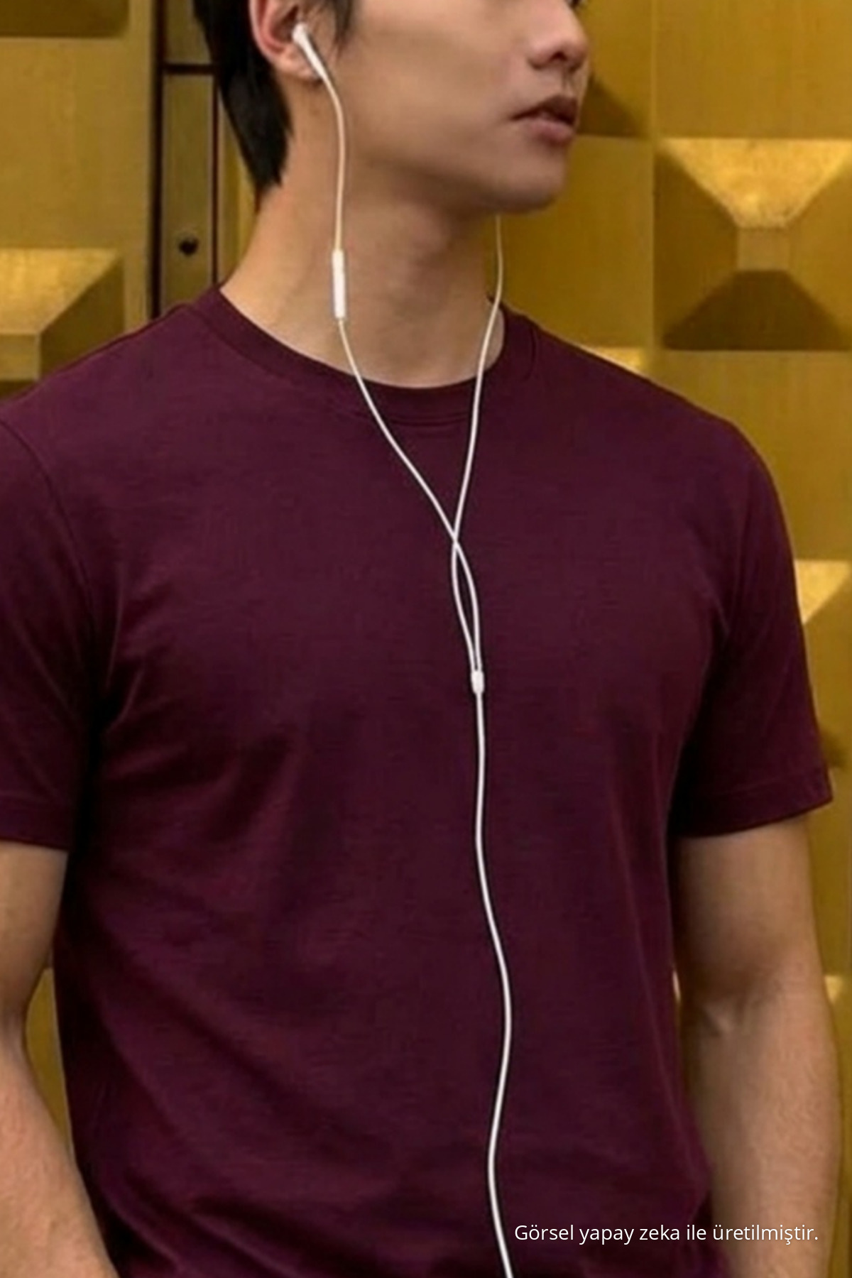 Erkek Relaxed Casual Bordo Esnek Tişört 5