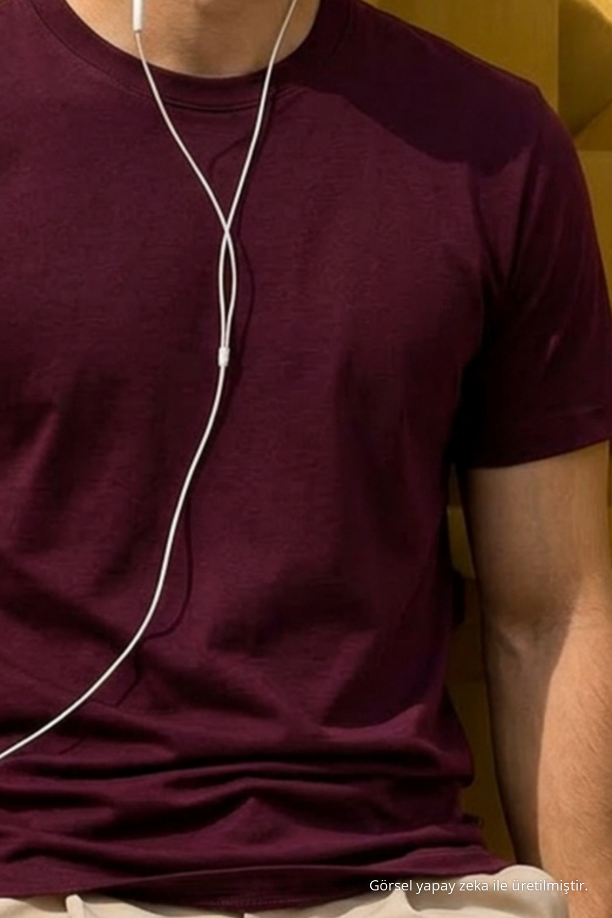 Erkek Relaxed Casual Bordo Esnek Tişört 6