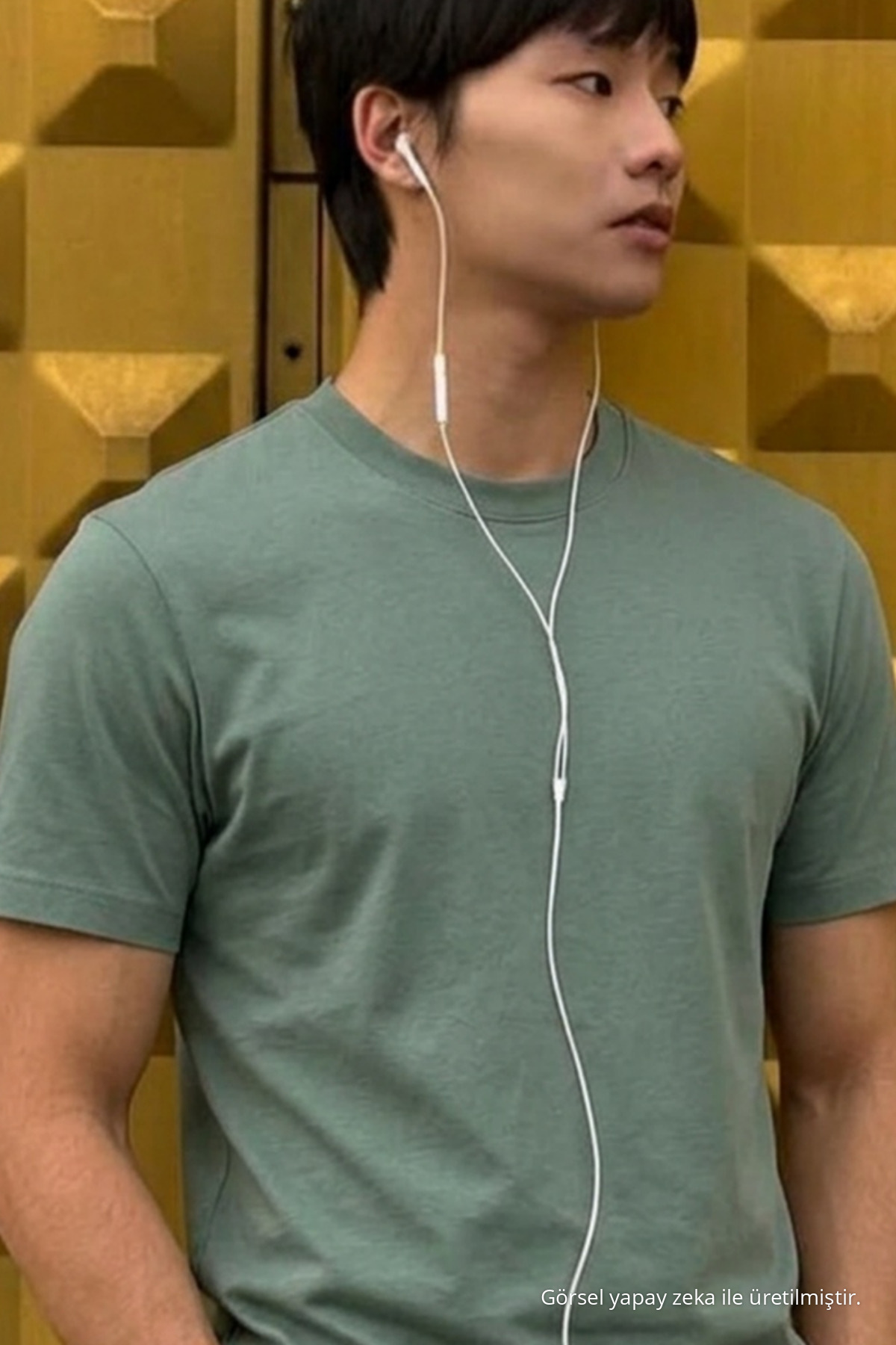 Erkek Relaxed Casual Çağla Esnek Tişört 5