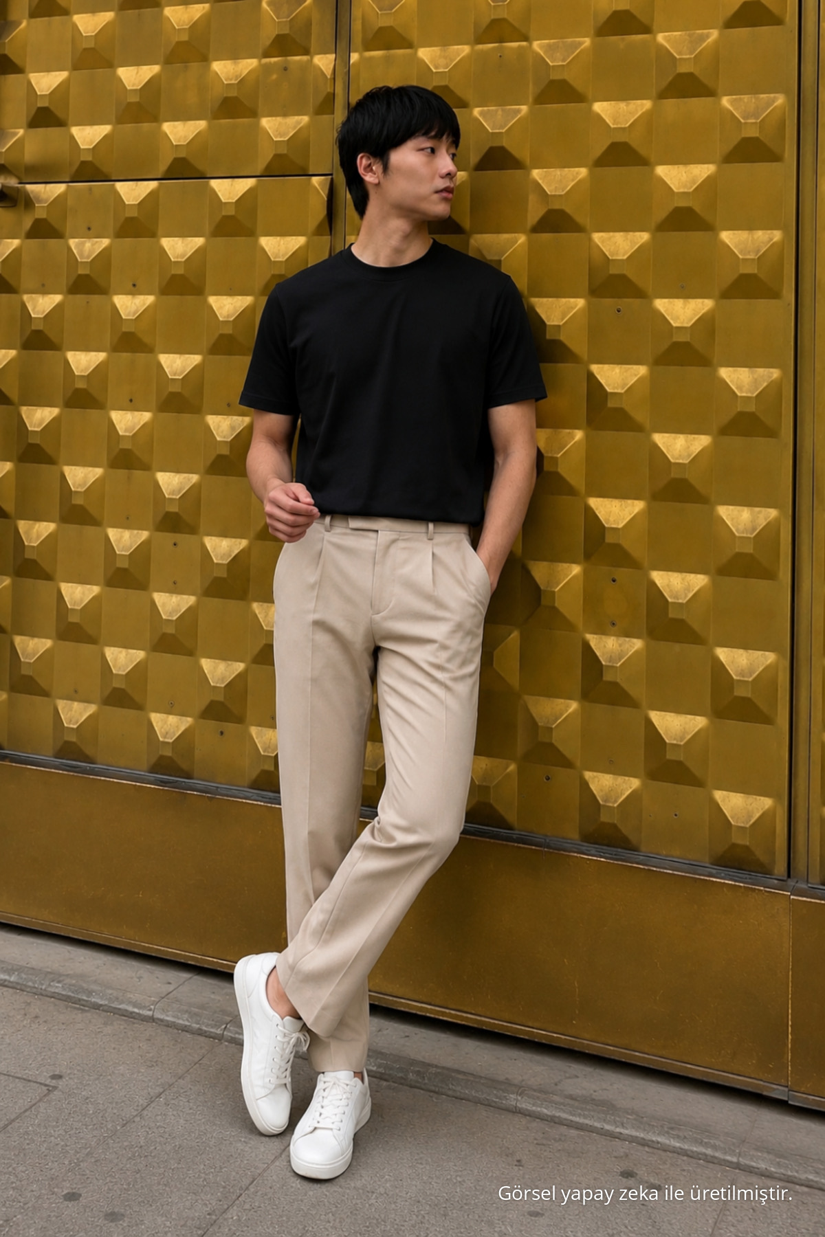 Erkek Relaxed Casual Siyah Esnek Tişört 4