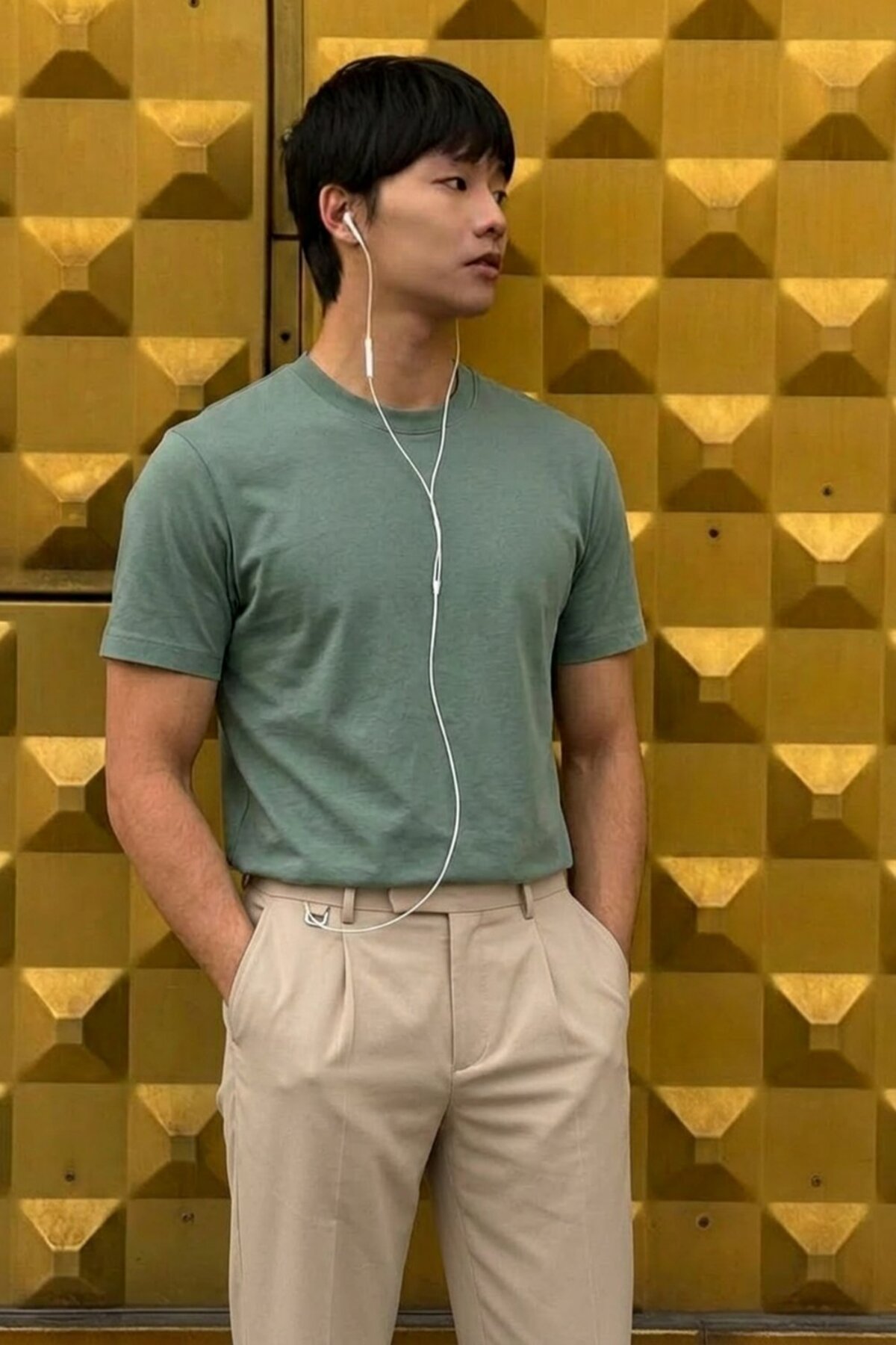 Erkek Relaxed Casual Çağla Esnek Tişört 3