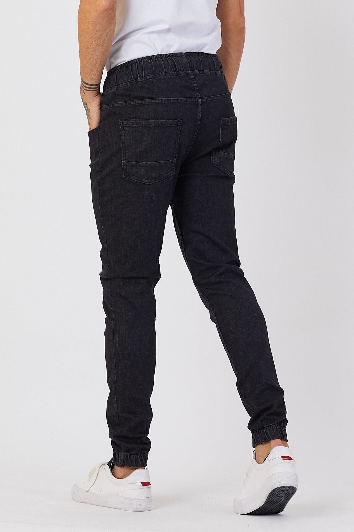 Erkek Jeanvibe Pamuklu Esnek Siyah Kot Jogger Pantolon 3