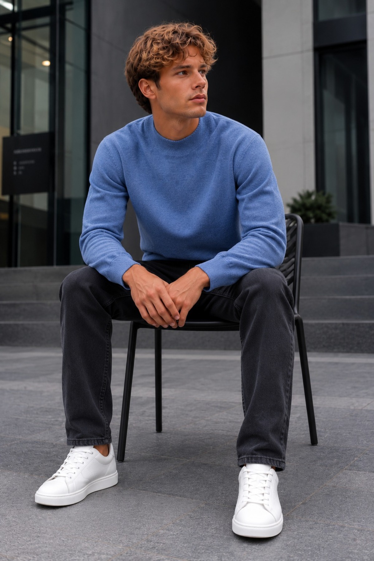 Erkek Yarım Dik Yaka Relaxed Fit Premium Lila Kazak 5