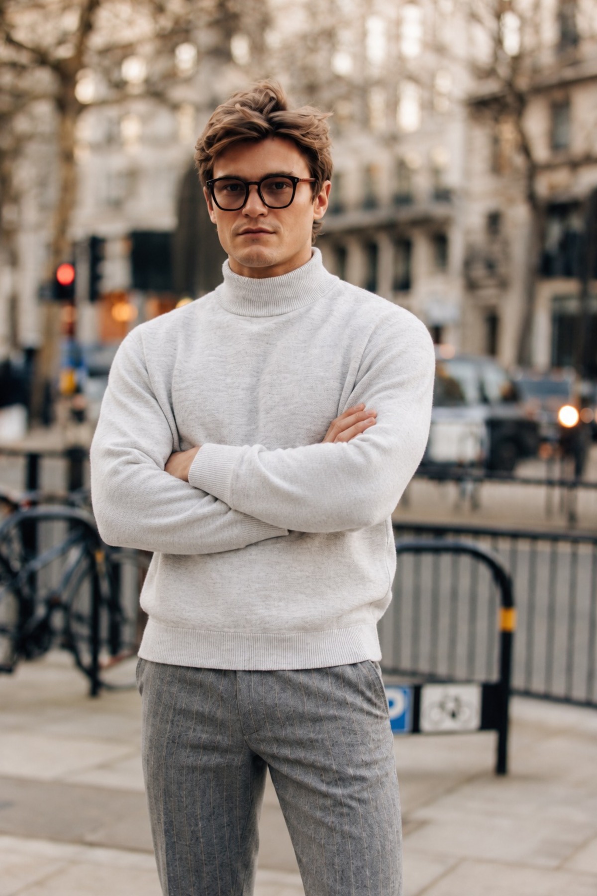 Erkek Boğazlı Basic Spor Açık Gri Sweatshirt 6