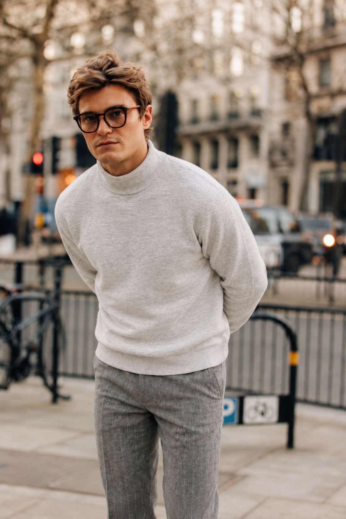 Erkek Boğazlı Basic Spor Açık Gri Sweatshirt 3