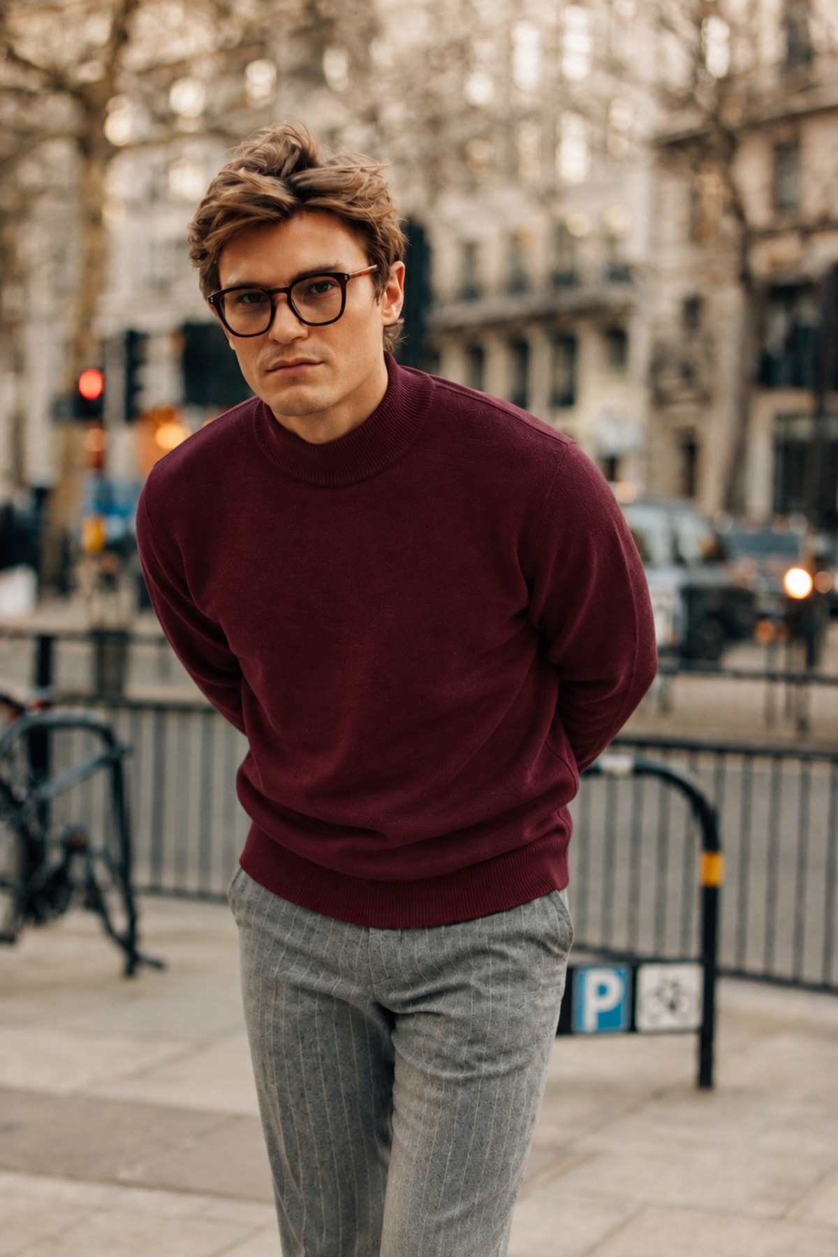 Erkek Boğazlı Basic Spor Bordo Sweatshirt 3