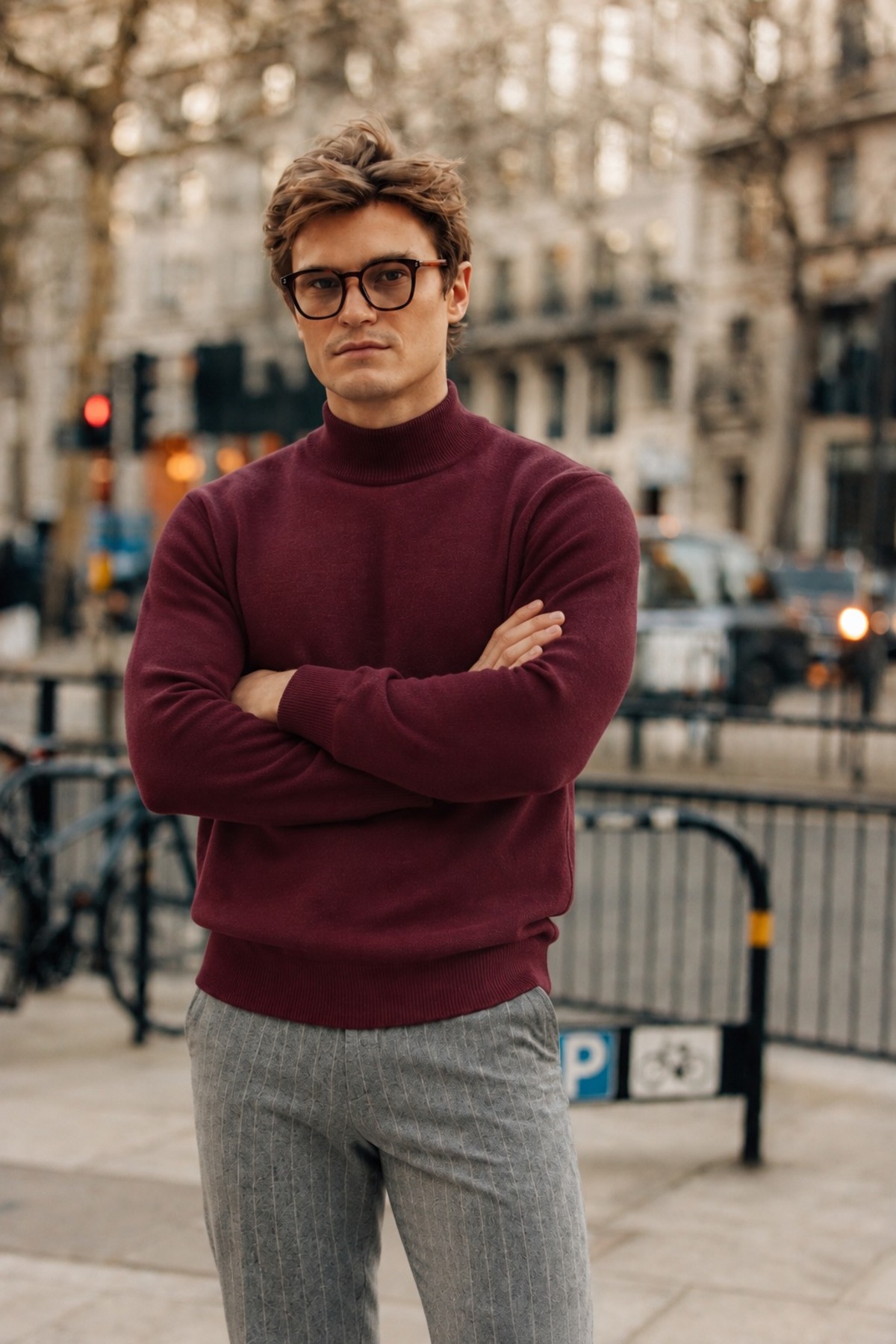 Erkek Boğazlı Basic Spor Bordo Sweatshirt 6