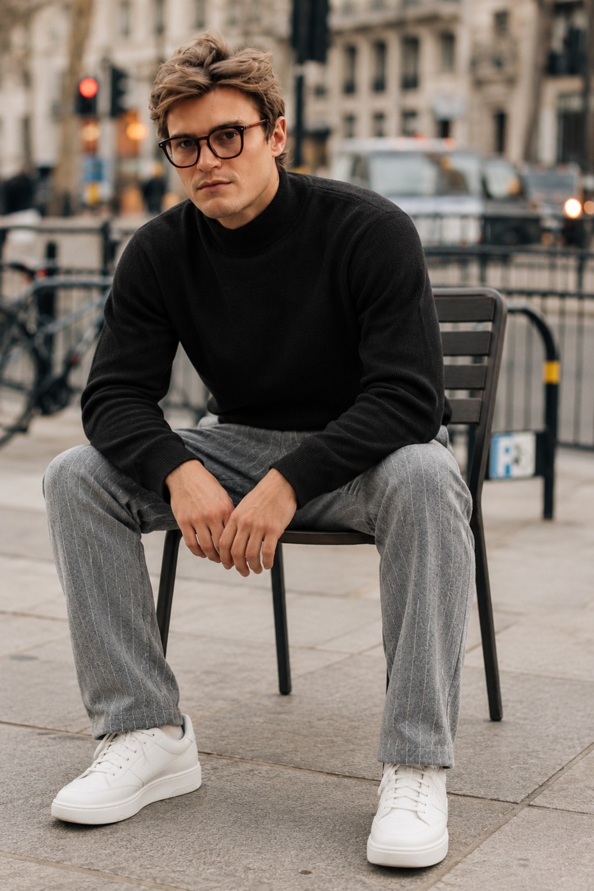 Erkek Boğazlı Basic Spor Siyah Sweatshirt 5