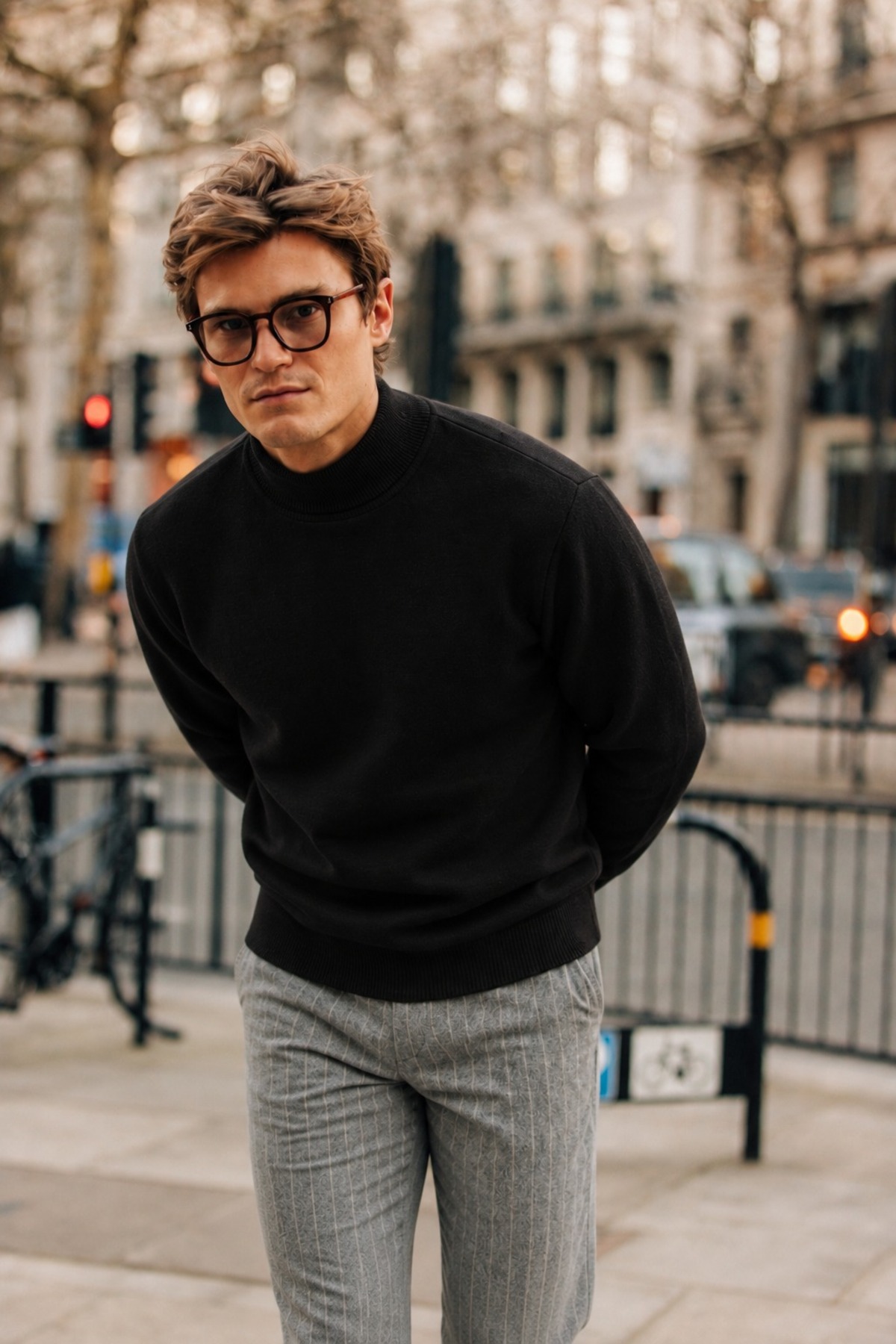 Erkek Boğazlı Basic Spor Siyah Sweatshirt 3