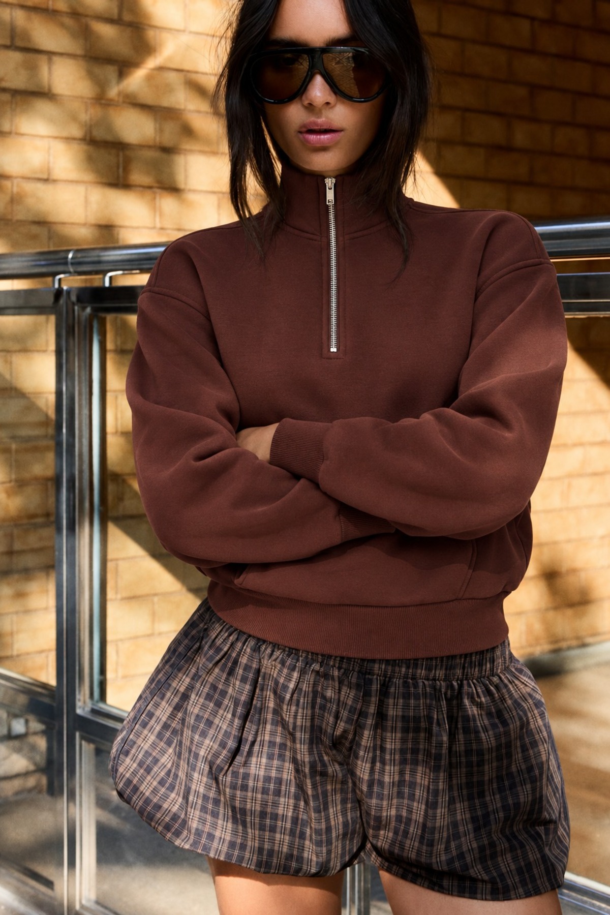 Kadın Bol Kesim Mevsimlik Kahve Sweatshirt 5