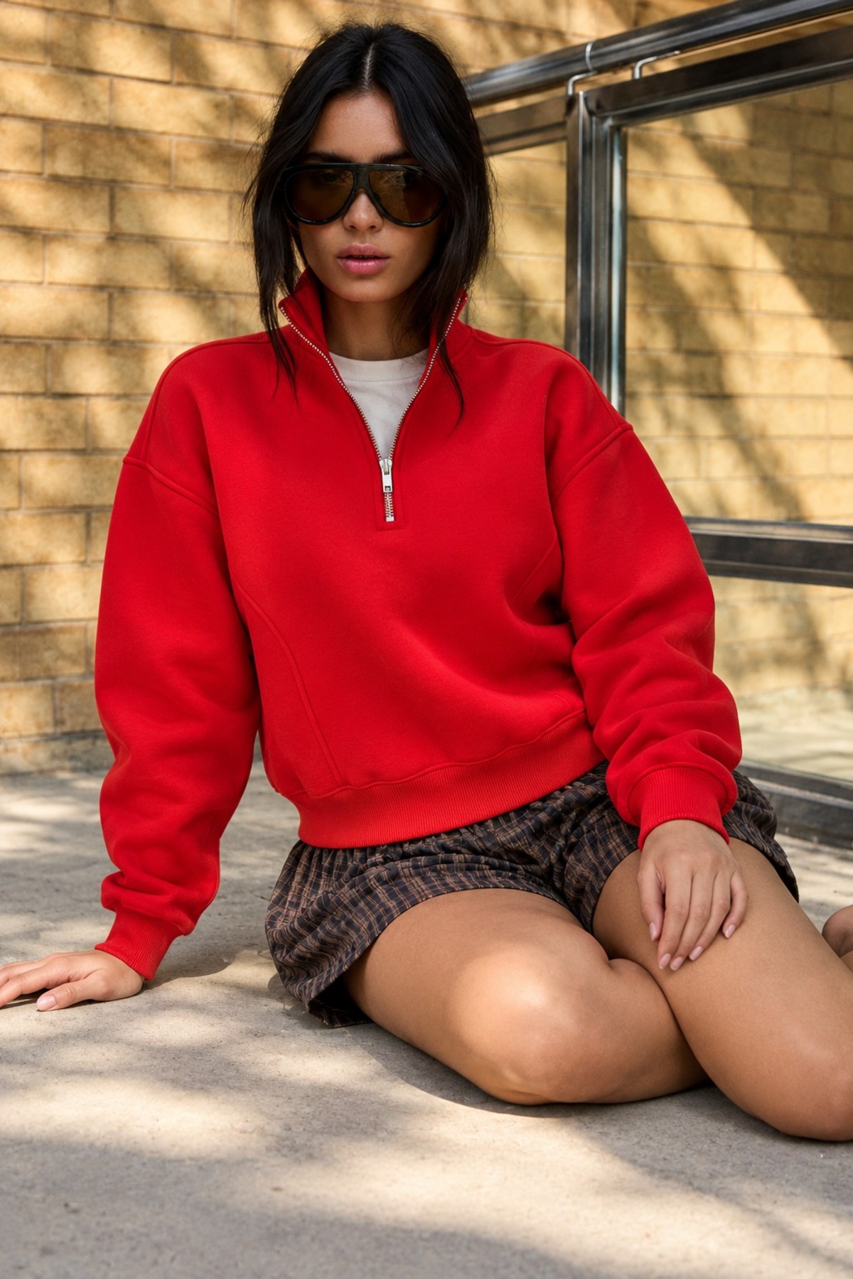 Kadın Bol Kesim Mevsimlik Kırmızı Sweatshirt 3
