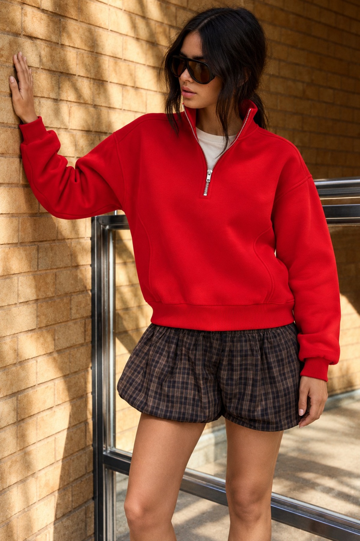 Kadın Bol Kesim Mevsimlik Kırmızı Sweatshirt 4