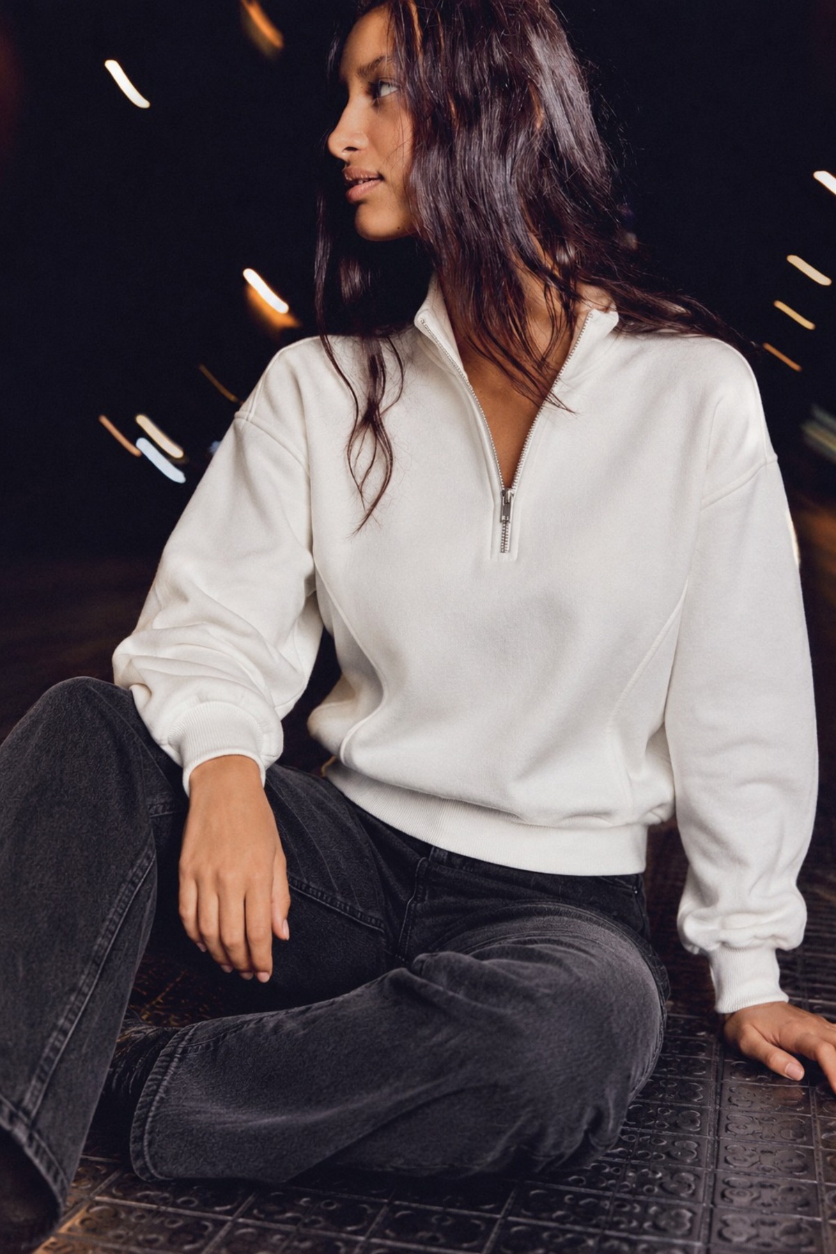 Kadın Spor Şık Casual Beyaz Sweatshirt 4