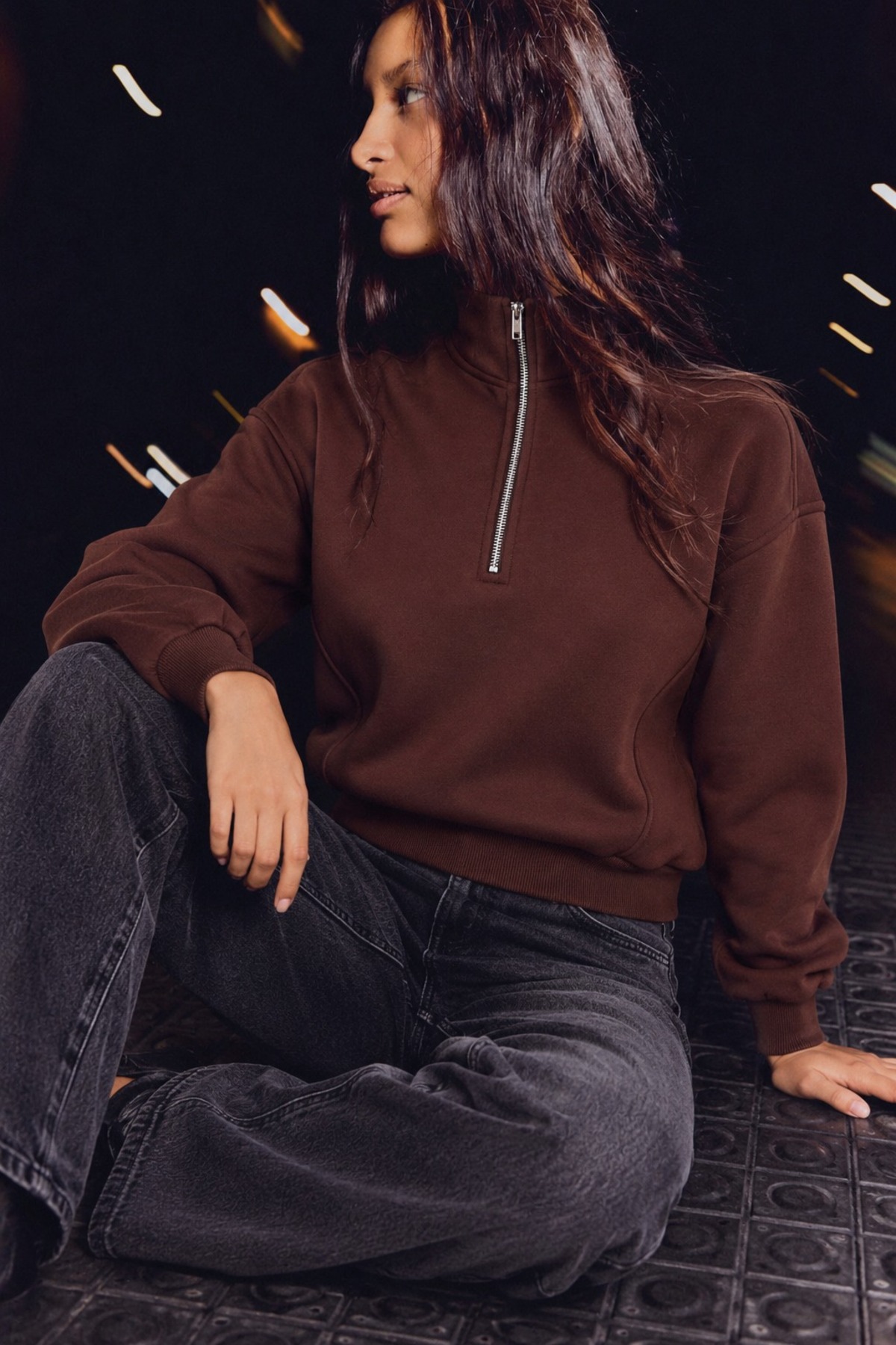 Kadın Spor Şık Casual Kahve Sweatshirt 3