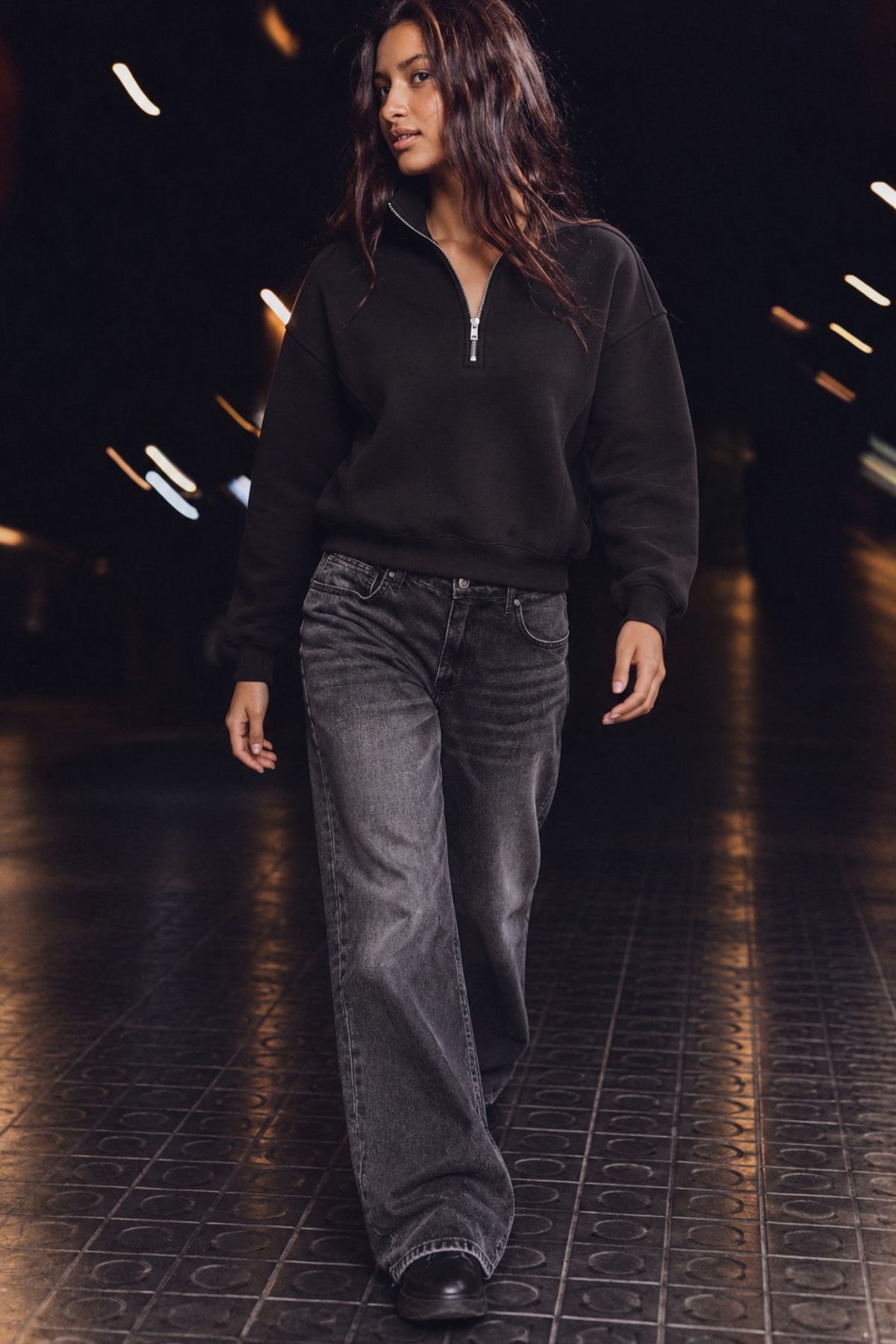 Kadın Spor Şık Casual Siyah Sweatshirt 6