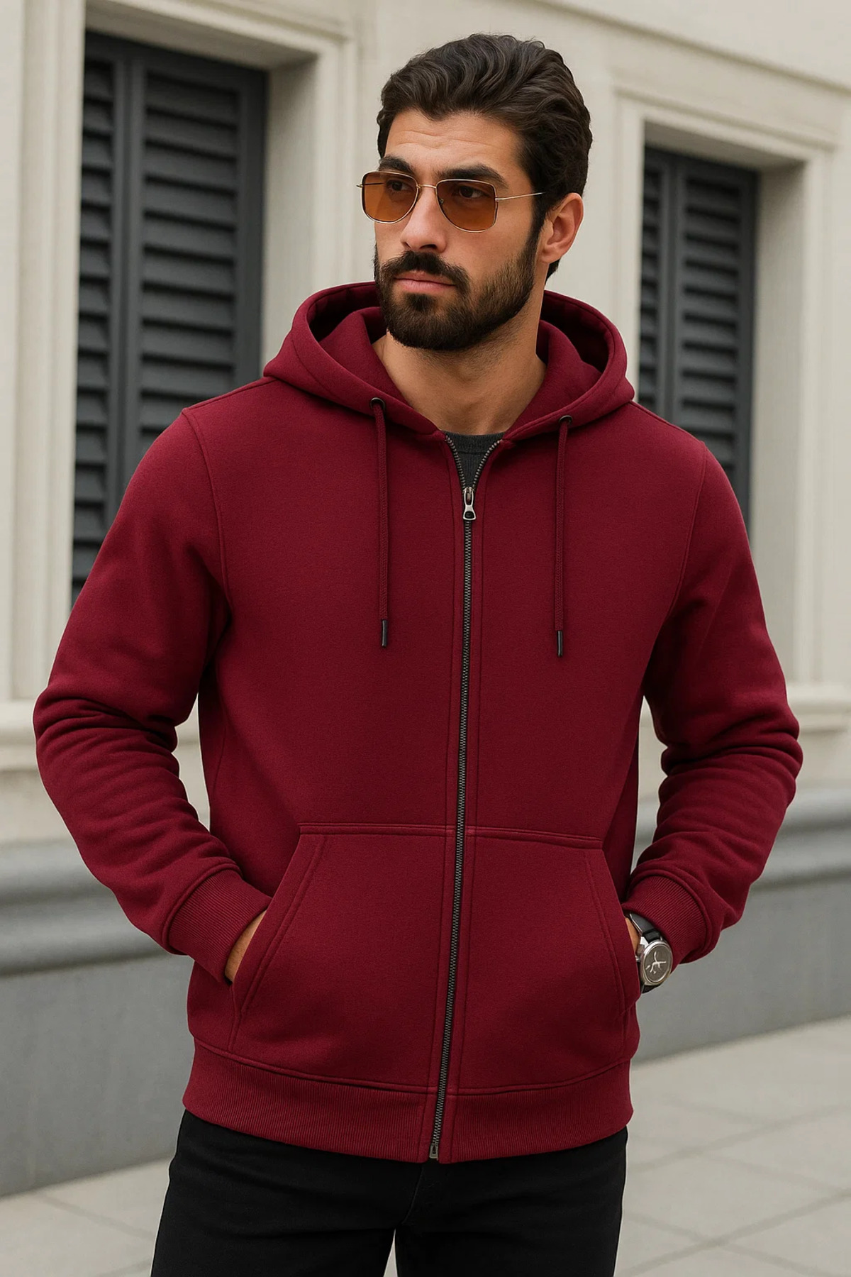 Erkek Kapşonlu Oversize 3 Lü Paket Sweatshirt Beyaz 4