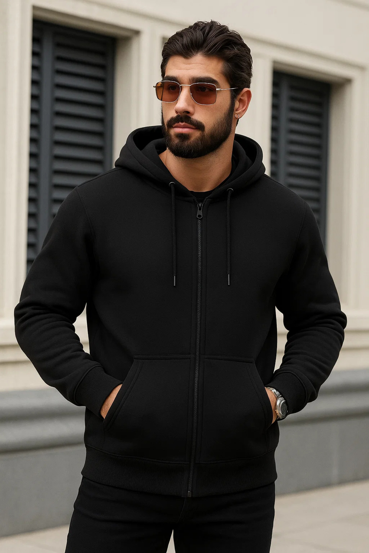 Erkek Kapşonlu Oversize 3 Lü Paket Sweatshirt Limon 4