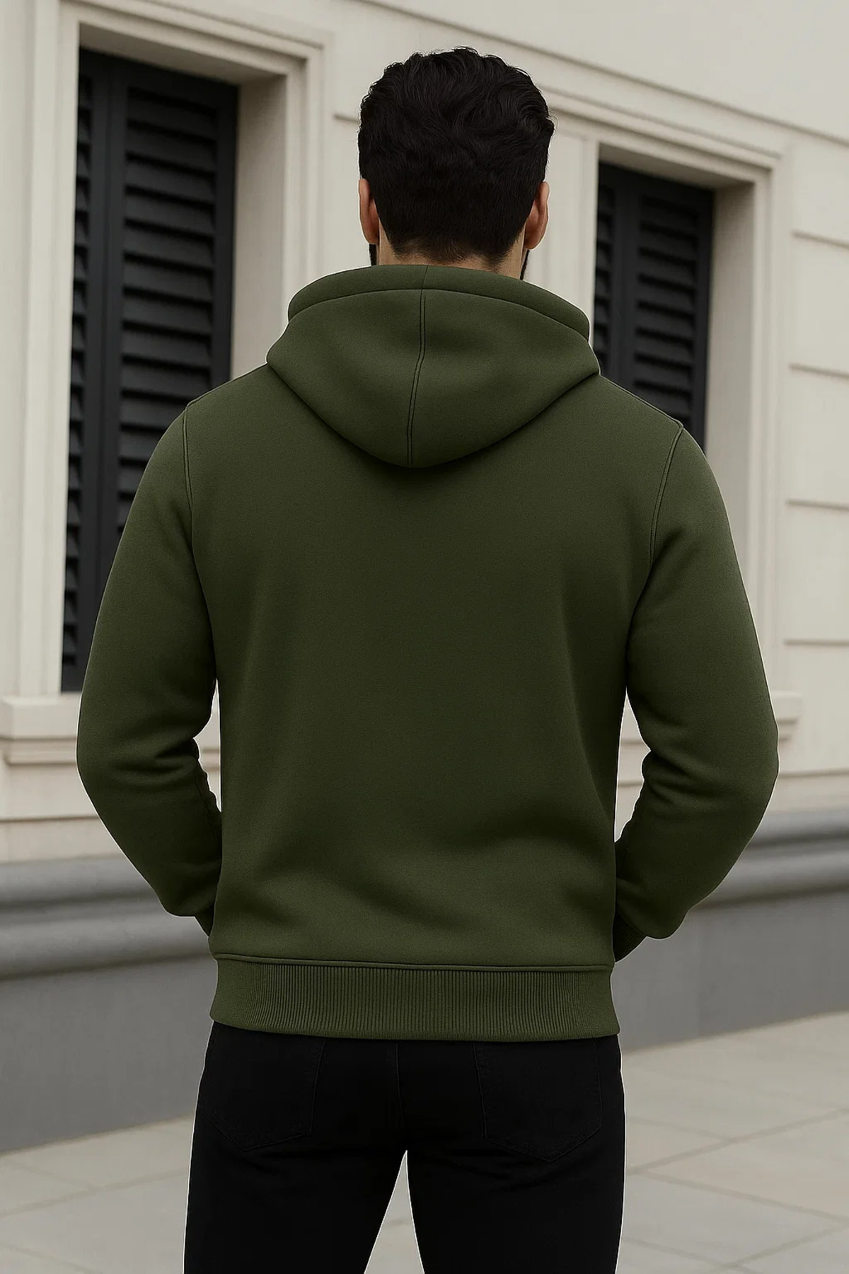 Erkek Salaş Fermuarlı Kapşonlu 3 Lü Sweatshirt Beyaz 5