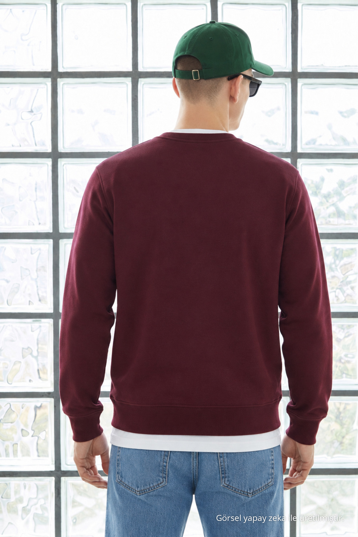 Erkek Trend Bisiklet Yaka Bordo Triko Kazak 5