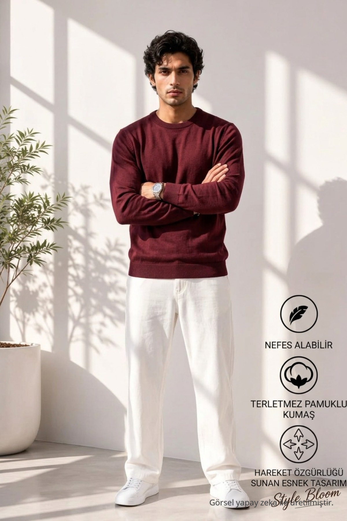 Erkek Kalın Premium Triko Bordo Kışlık Kazak 4
