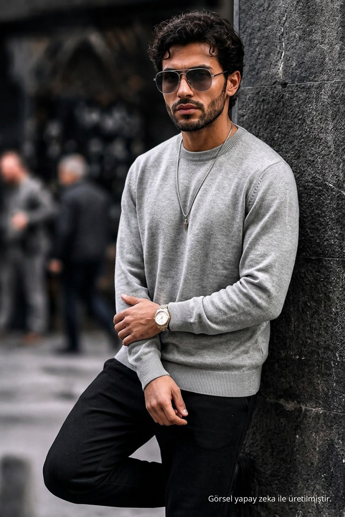 Erkek Regular Fit Günlük Gri Triko Kazak 3