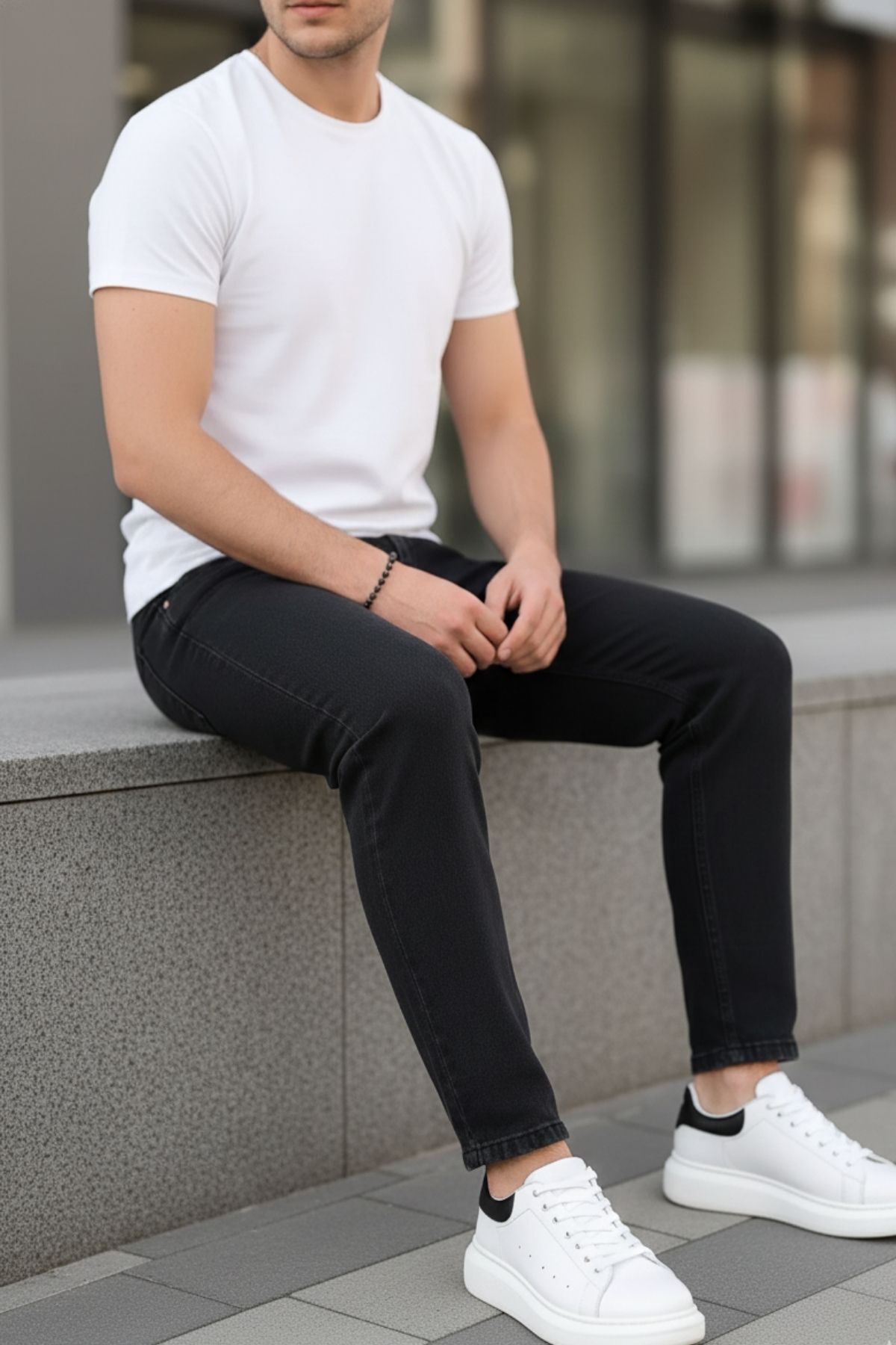 Erkek Rahat Comfort Bol Paça Füme Kot Pantolon 3
