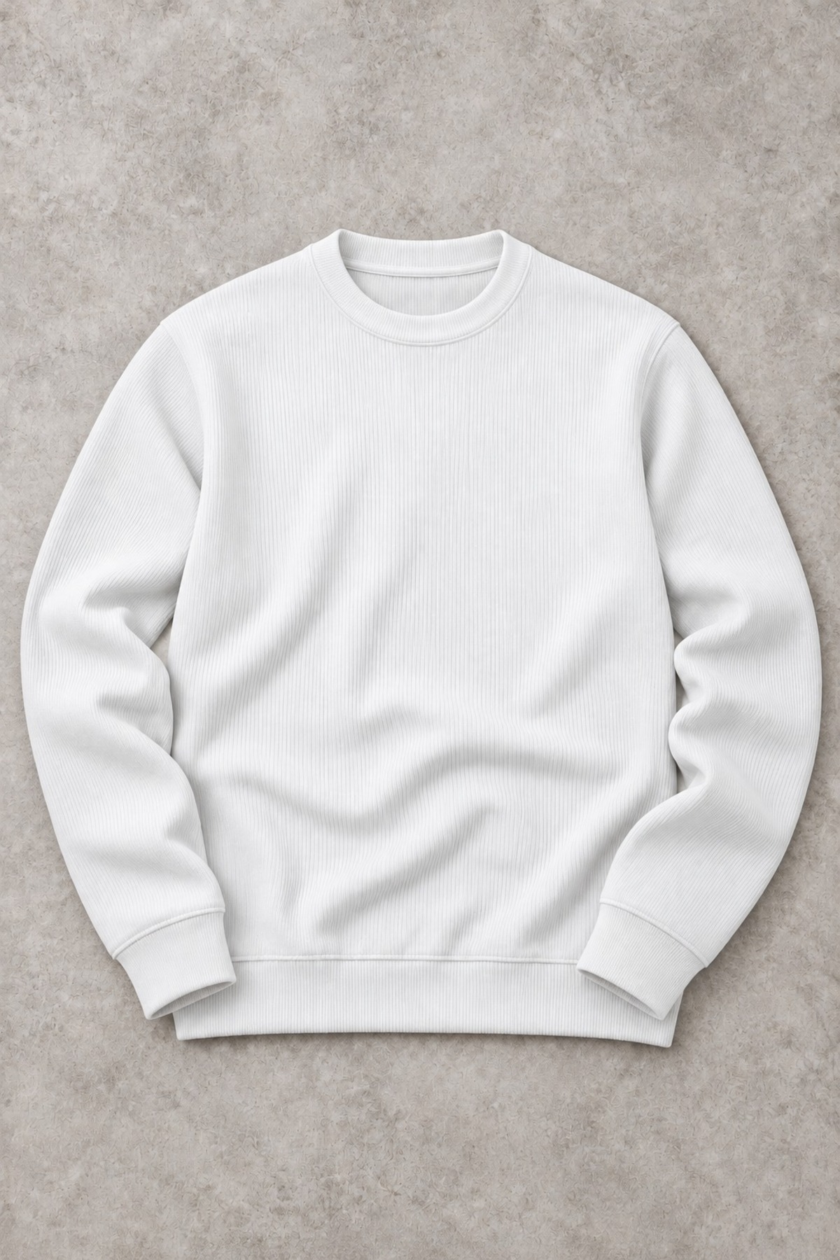 Erkek Slim Fit Bisiklet Yaka Günlük Triko Beyaz Kazak 4