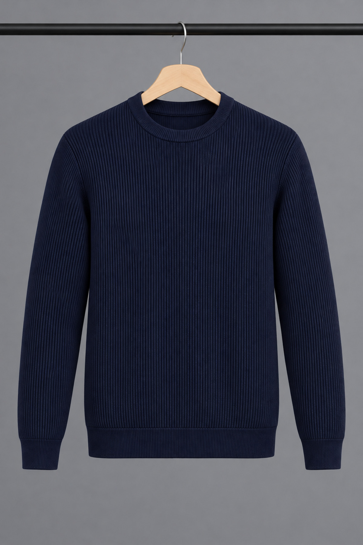 Erkek Slim Fit Bisiklet Yaka Günlük Triko Lacivert Kazak 6