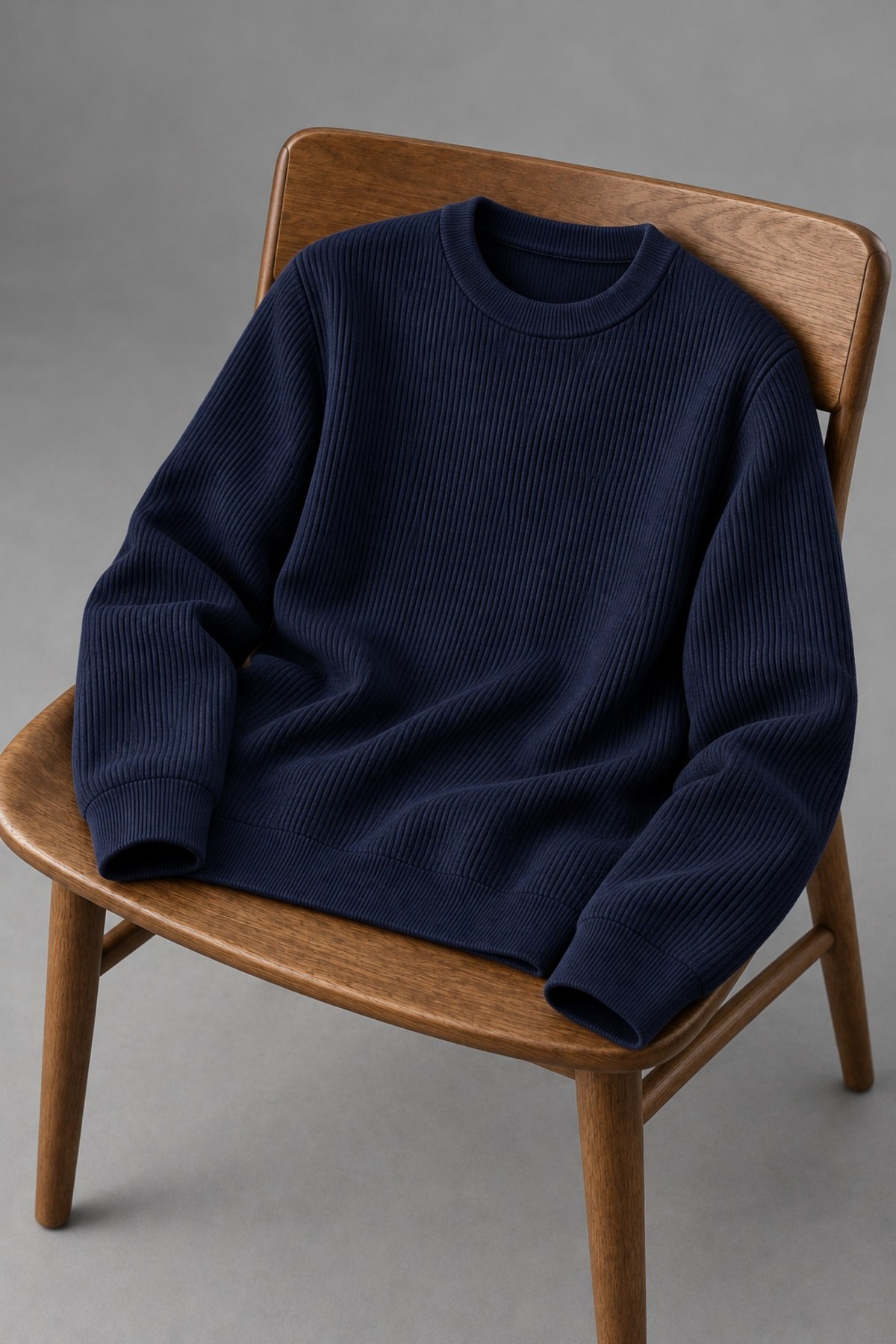 Erkek Slim Fit Bisiklet Yaka Günlük Triko Lacivert Kazak 5