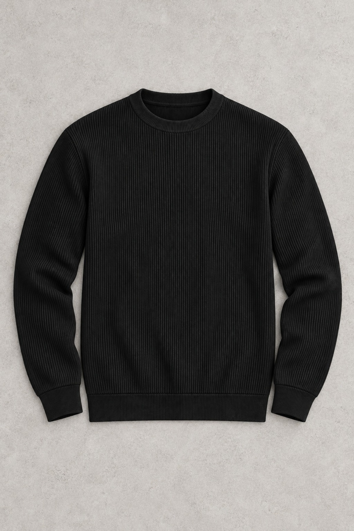 Erkek Slim Fit Bisiklet Yaka Günlük Triko Siyah Kazak 4