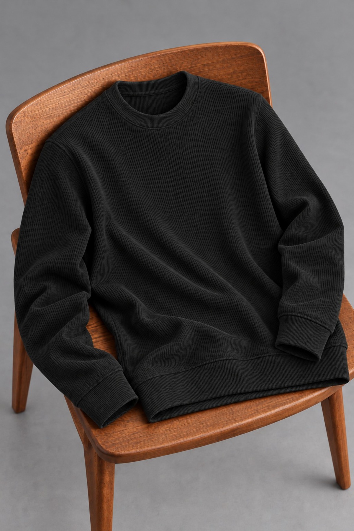 Erkek Slim Fit Bisiklet Yaka Günlük Triko Siyah Kazak 5