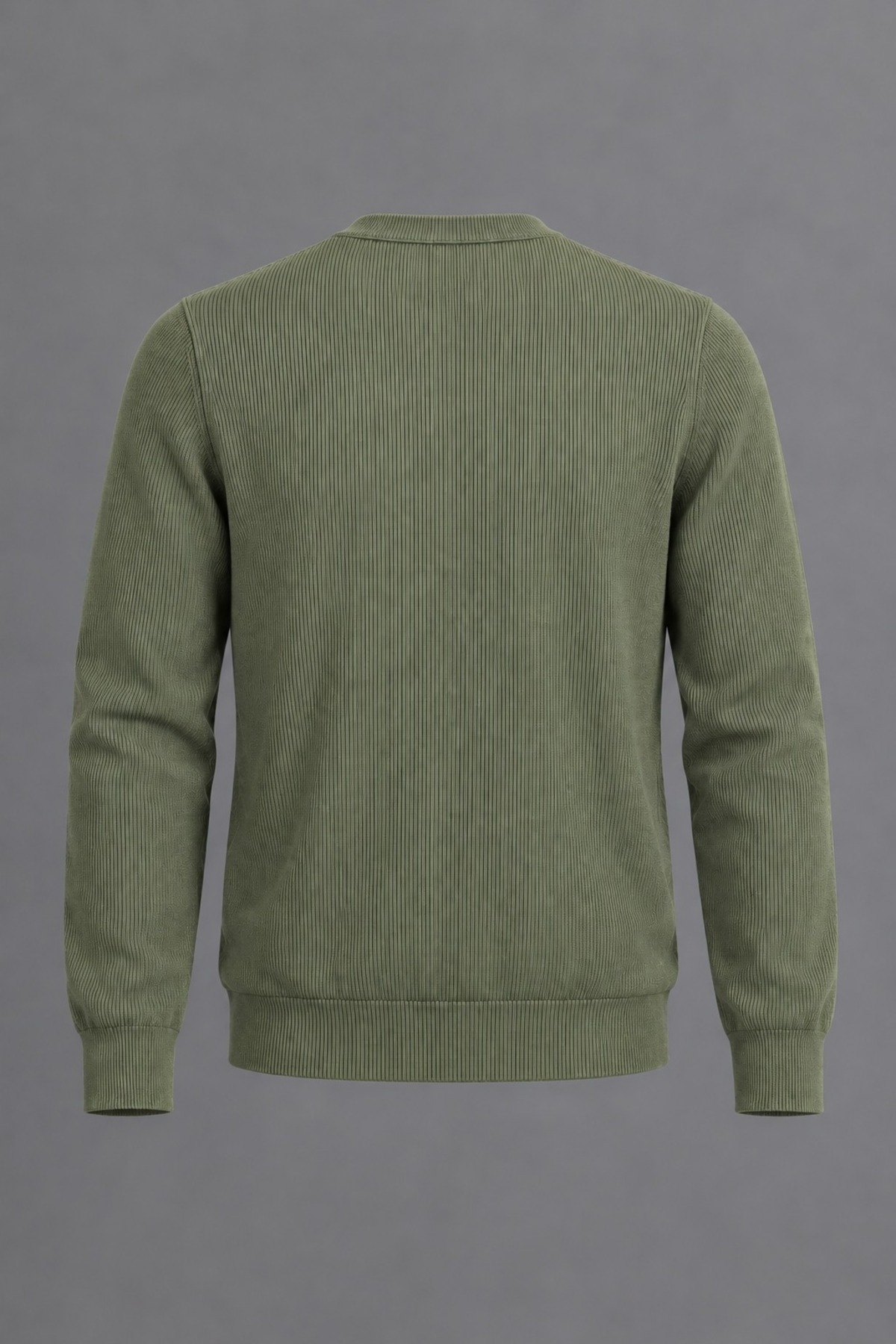 Erkek Slim Fit Bisiklet Yaka Günlük Triko Yeşil Kazak 3