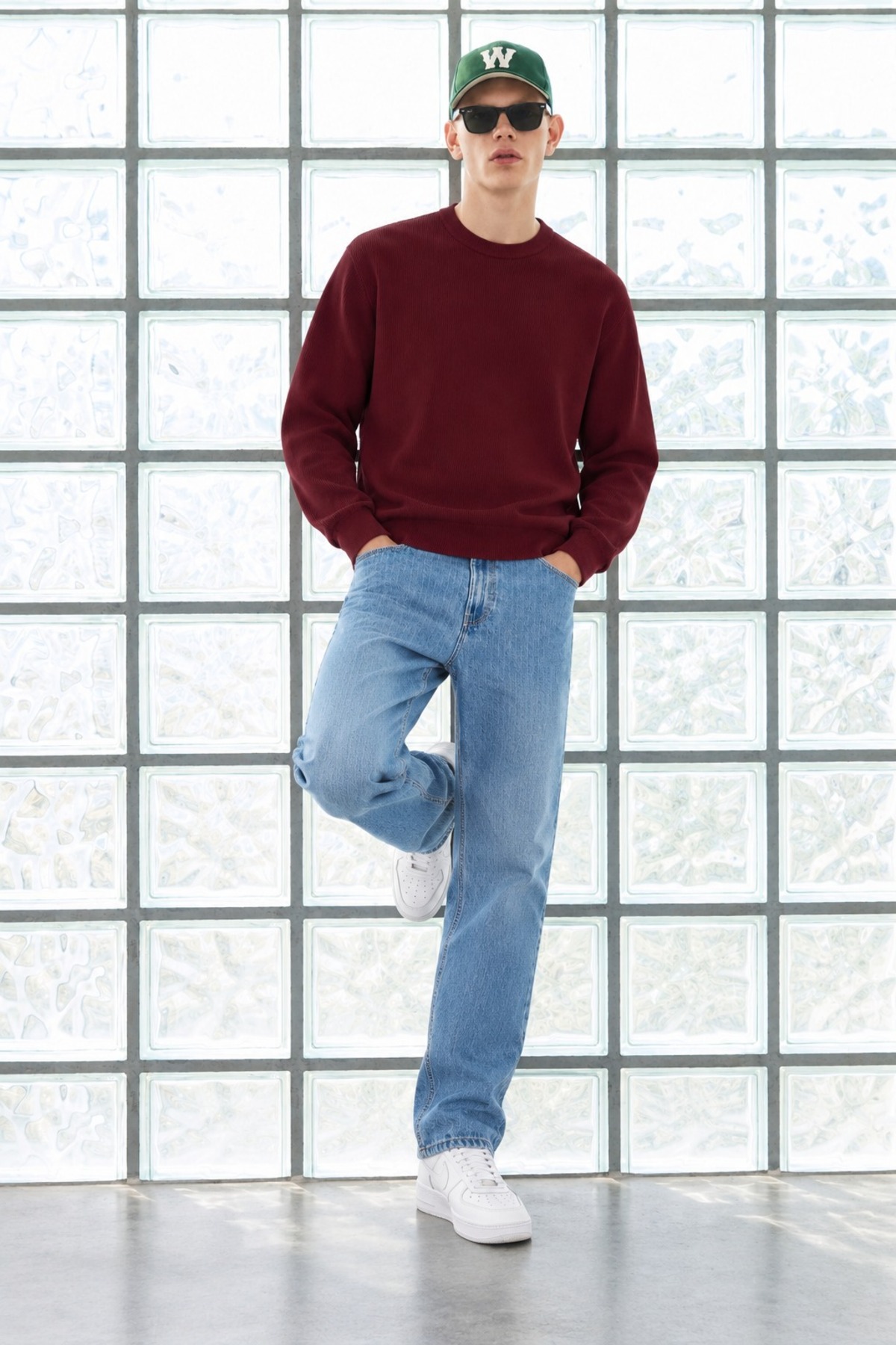 Erkek Bisiklet Yaka Fitilli Oversize Bordo Kazak 6