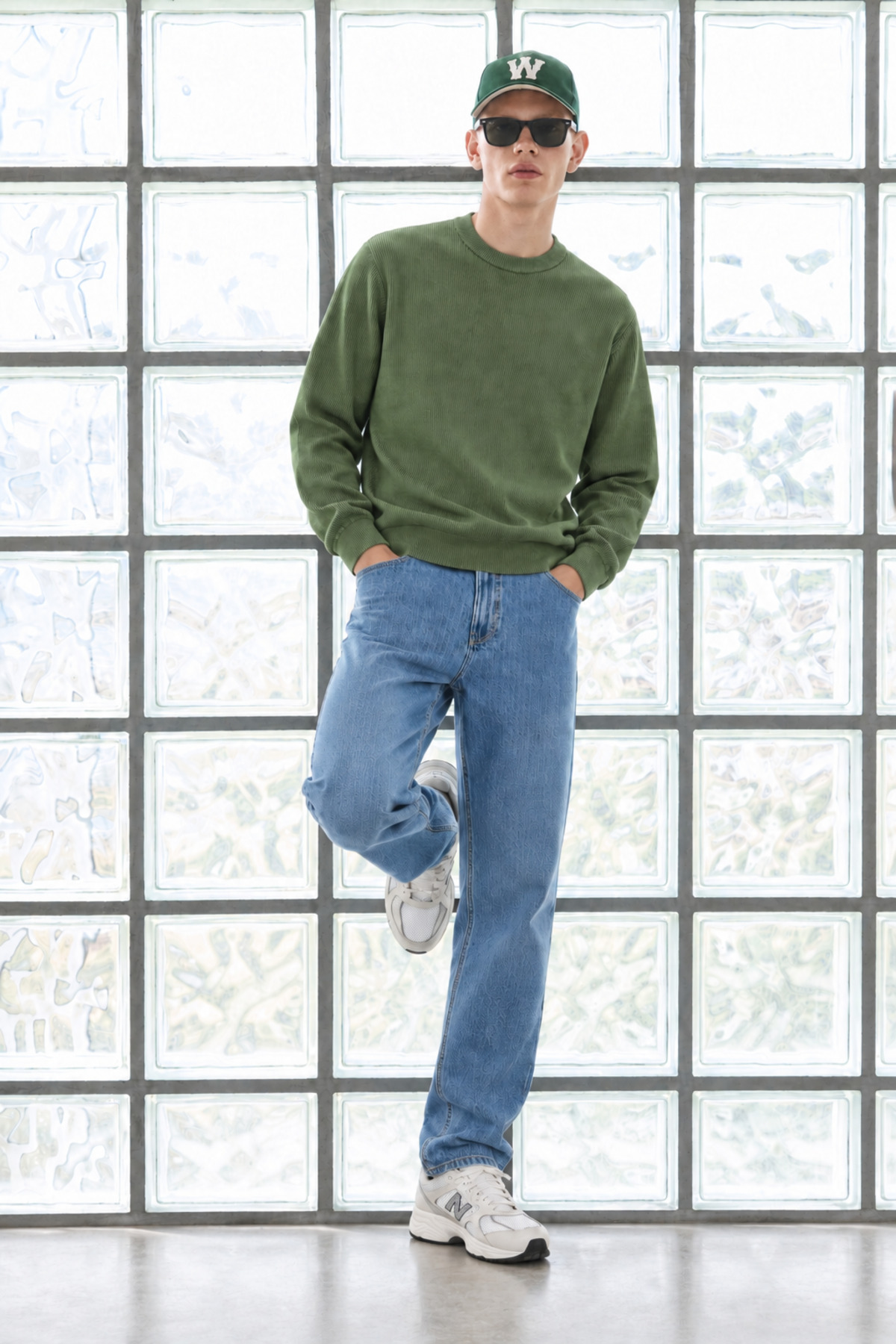 Erkek Bisiklet Yaka Fitilli Oversize Yeşil Kazak 6