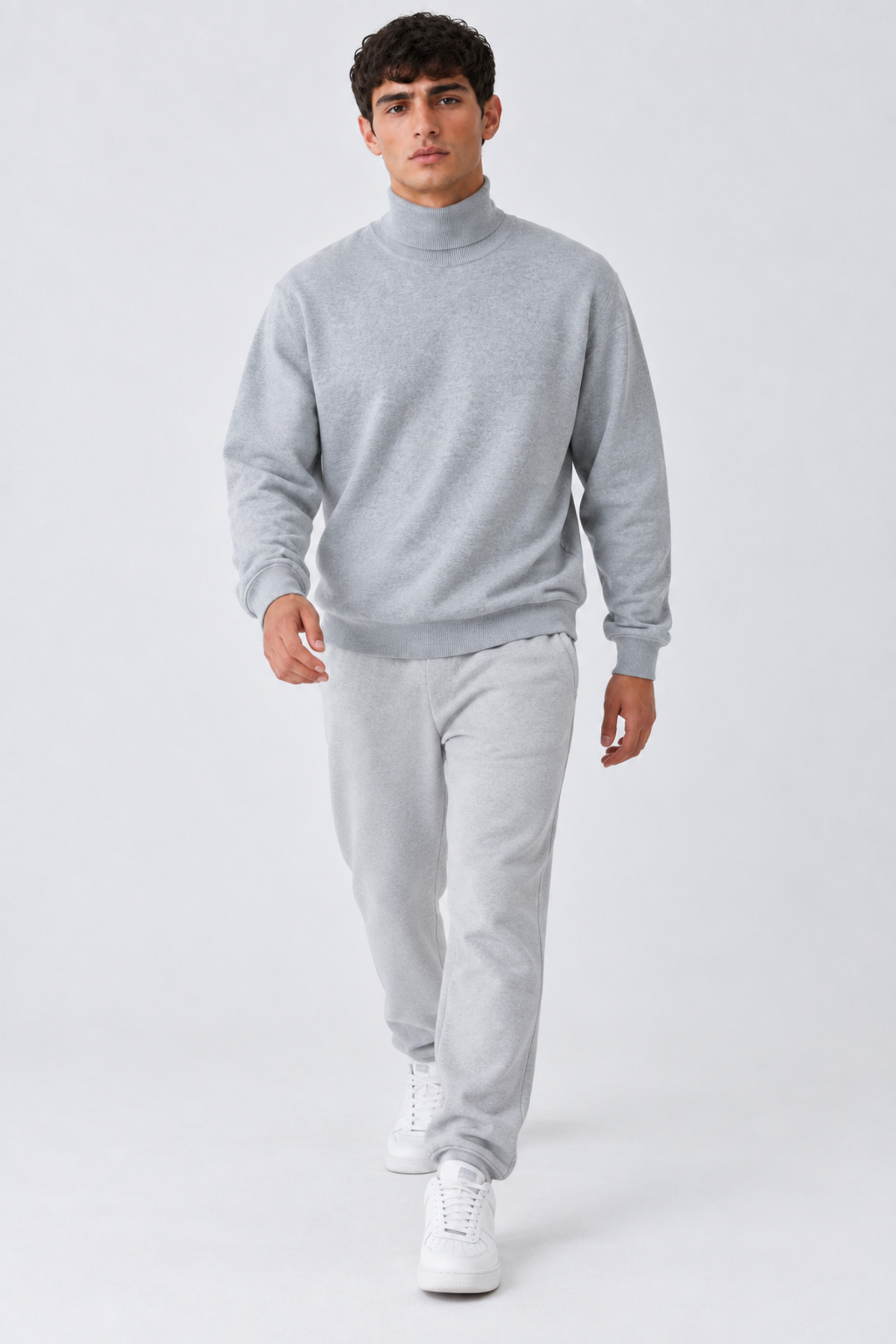 Erkek Balıkçı Yaka Boğazlı Rahat Gri Sweatshirt 4