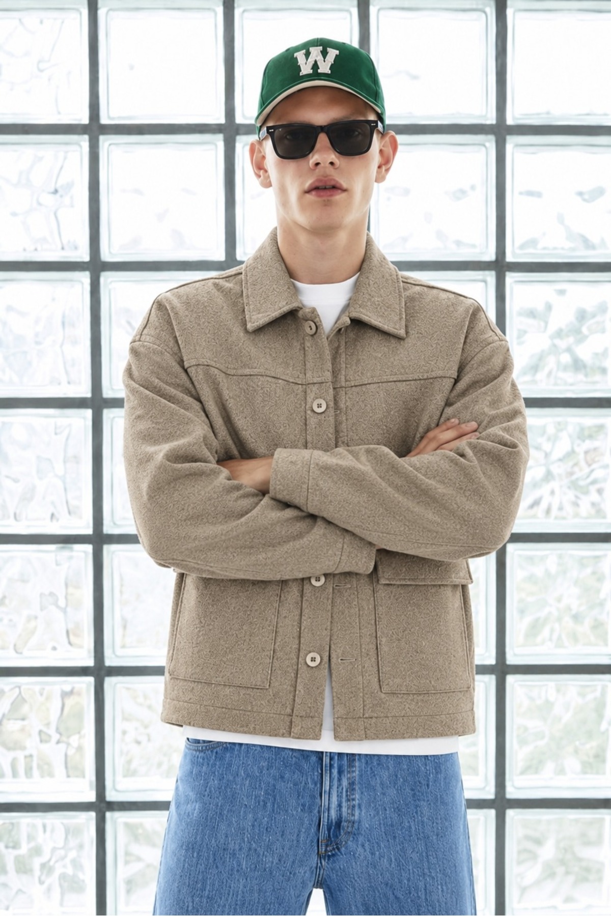 Erkek Oversize Cepli Mevsimlik Bej Ceket 6