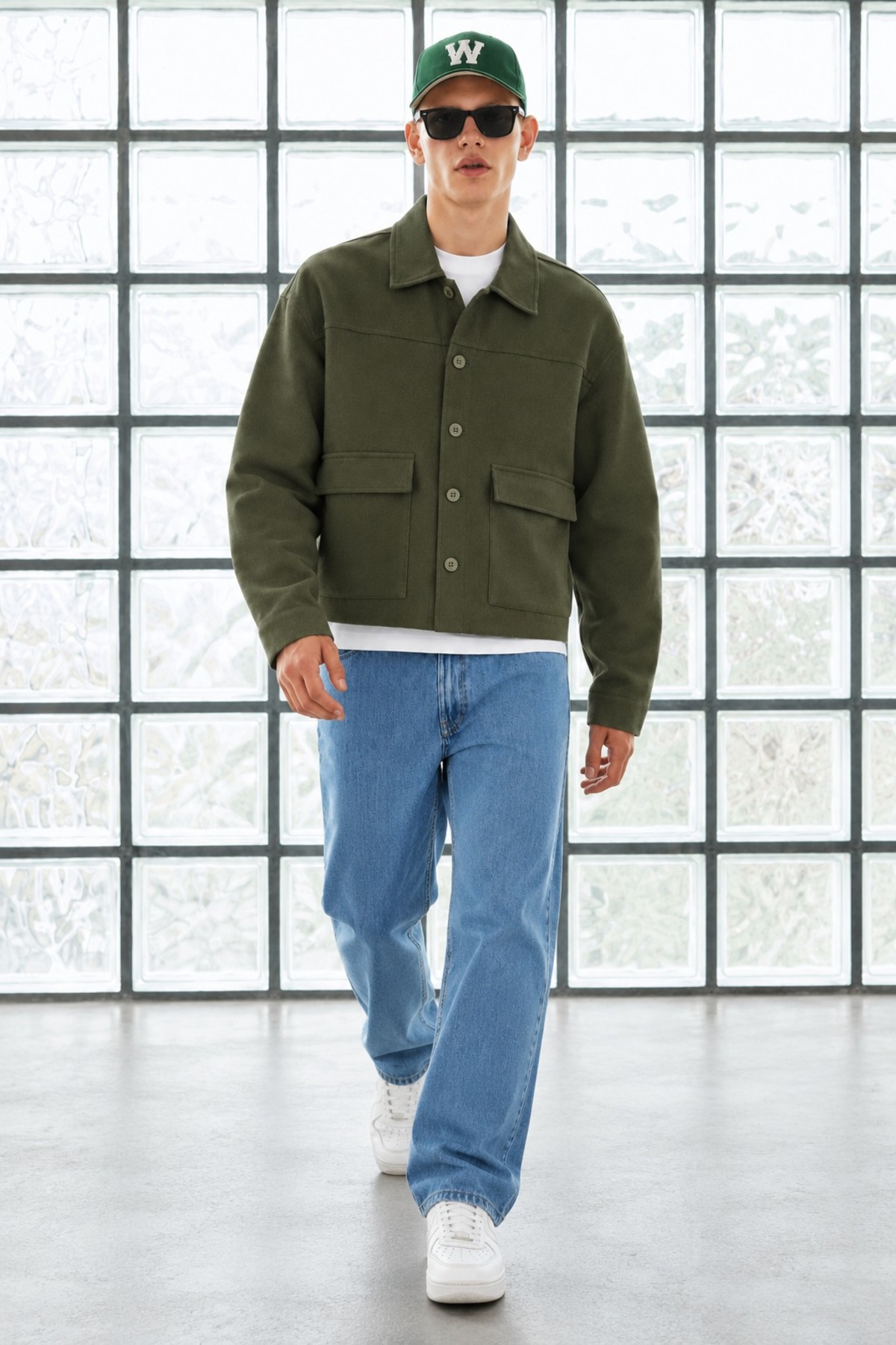 Erkek Oversize Cepli Mevsimlik Haki Ceket 4