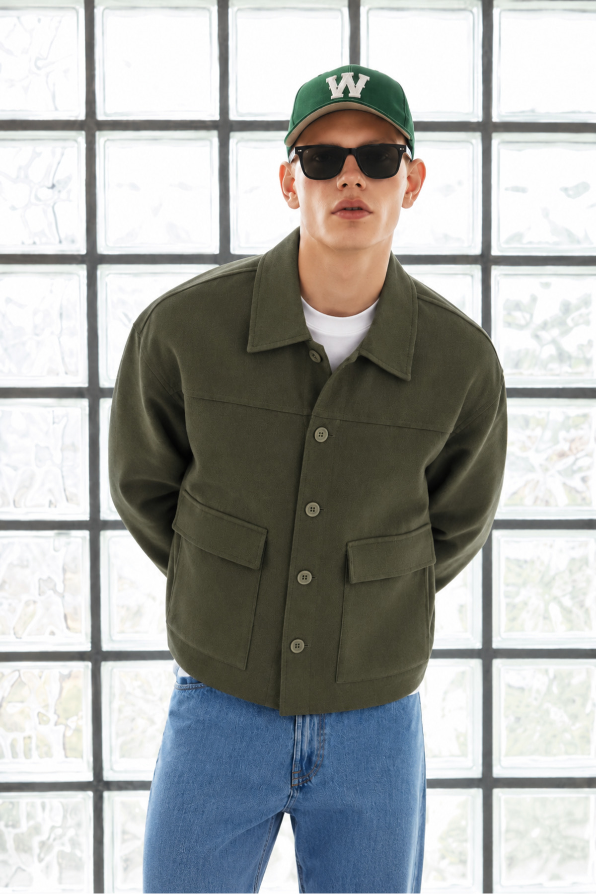 Erkek Oversize Cepli Mevsimlik Haki Ceket 3