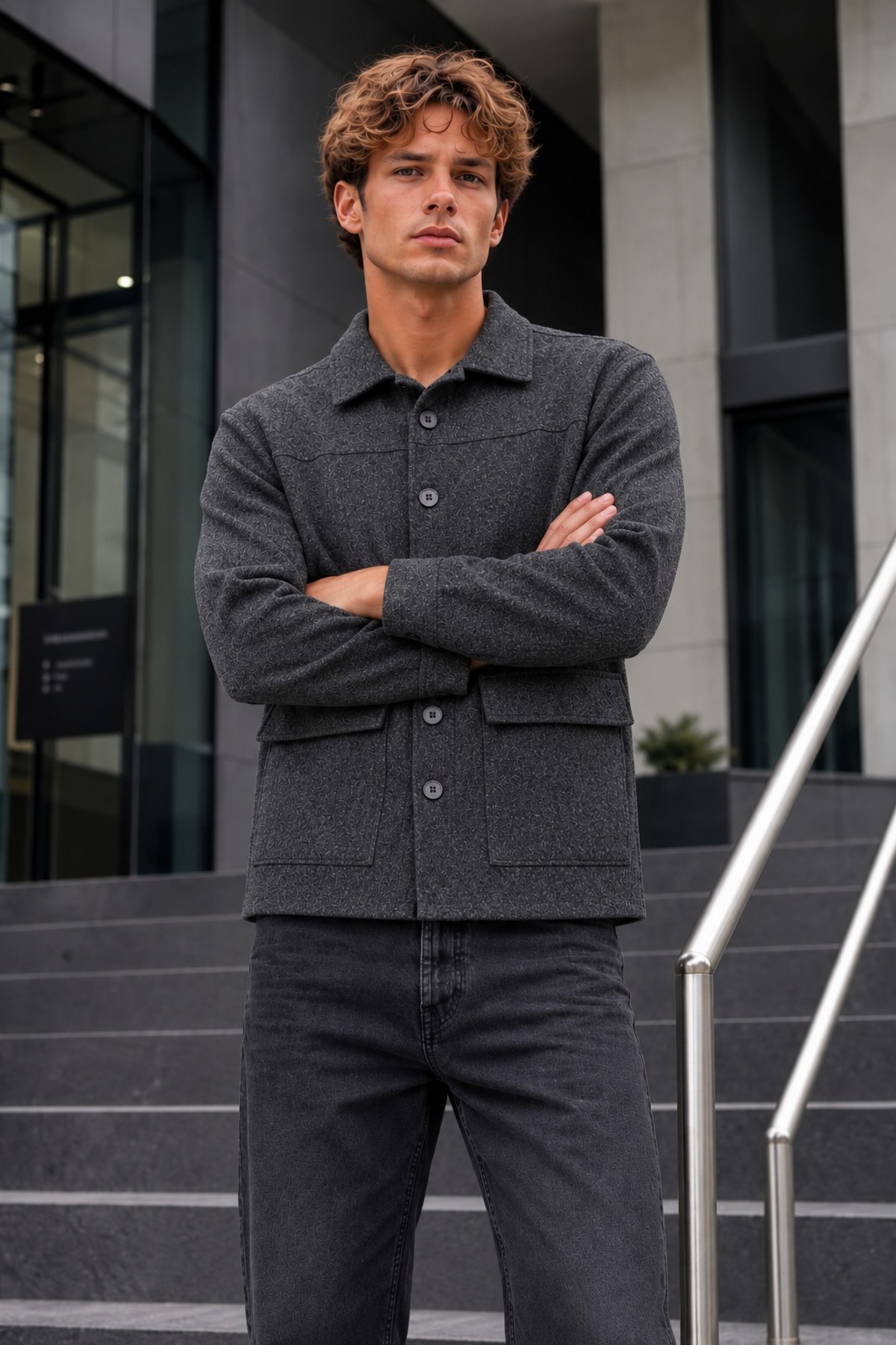 Erkek Çift Cepli Düğmeli Mevsimlik Füme Ceket 6