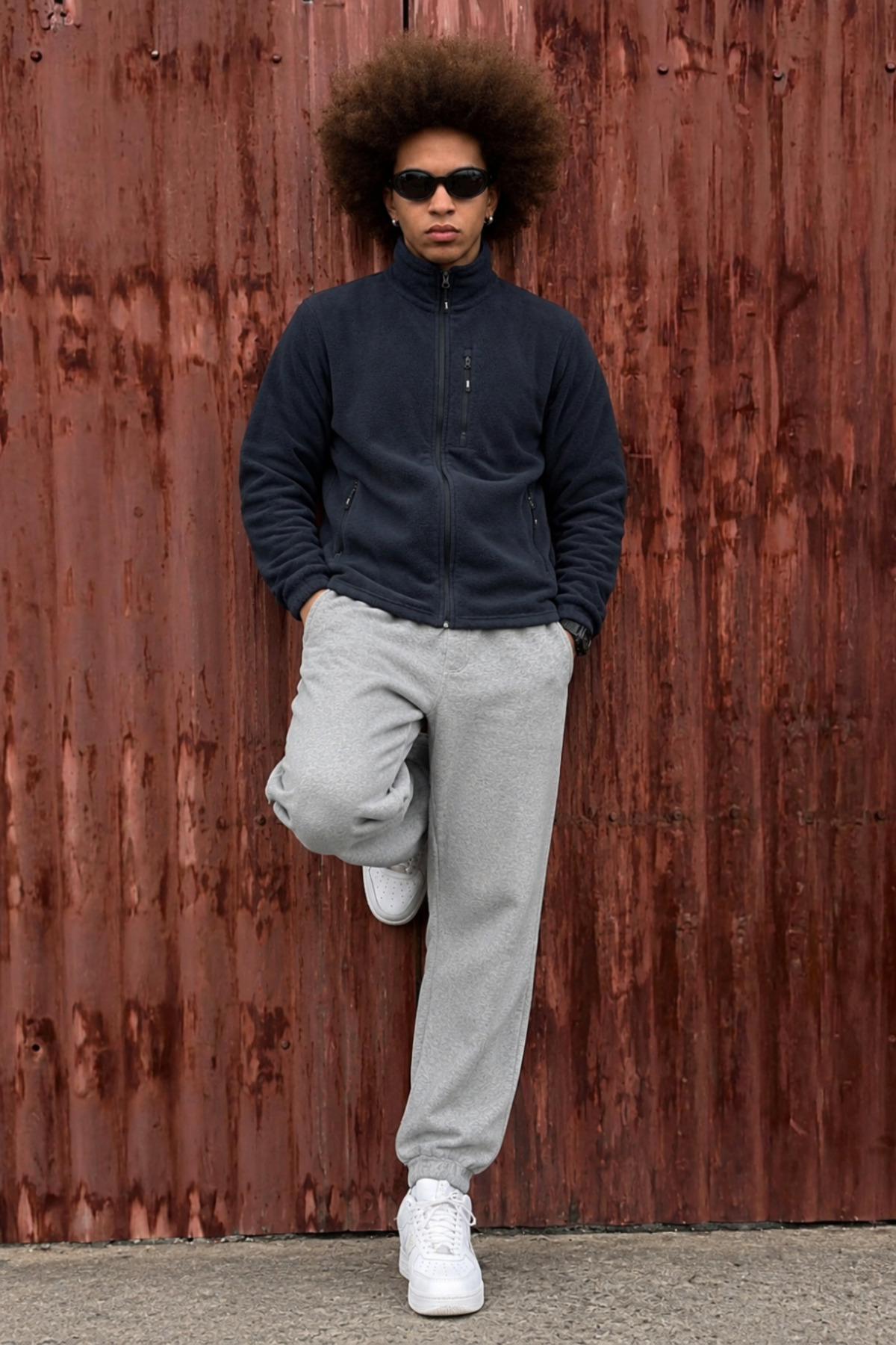 Erkek Trend Regular Fit Tam Fermuarlı Füme Polar 4