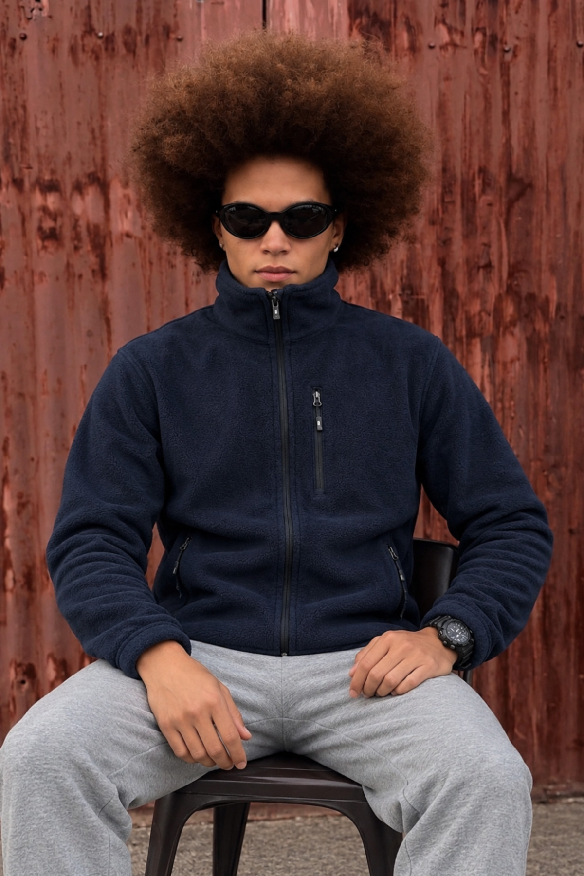 Erkek Trend Regular Fit Tam Fermuarlı Lacivert Polar 3