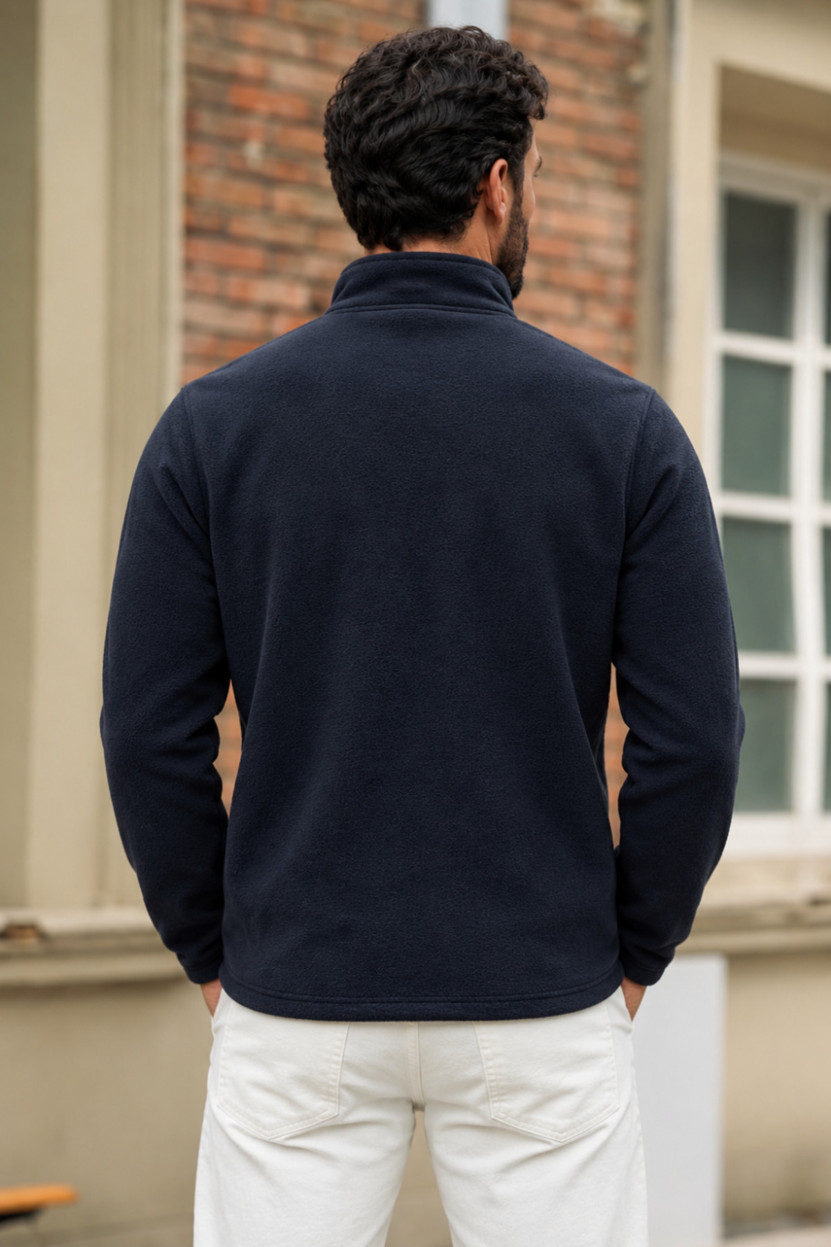 Erkek Relax Fit Fermuarlı Dokulu Füme Polar 6