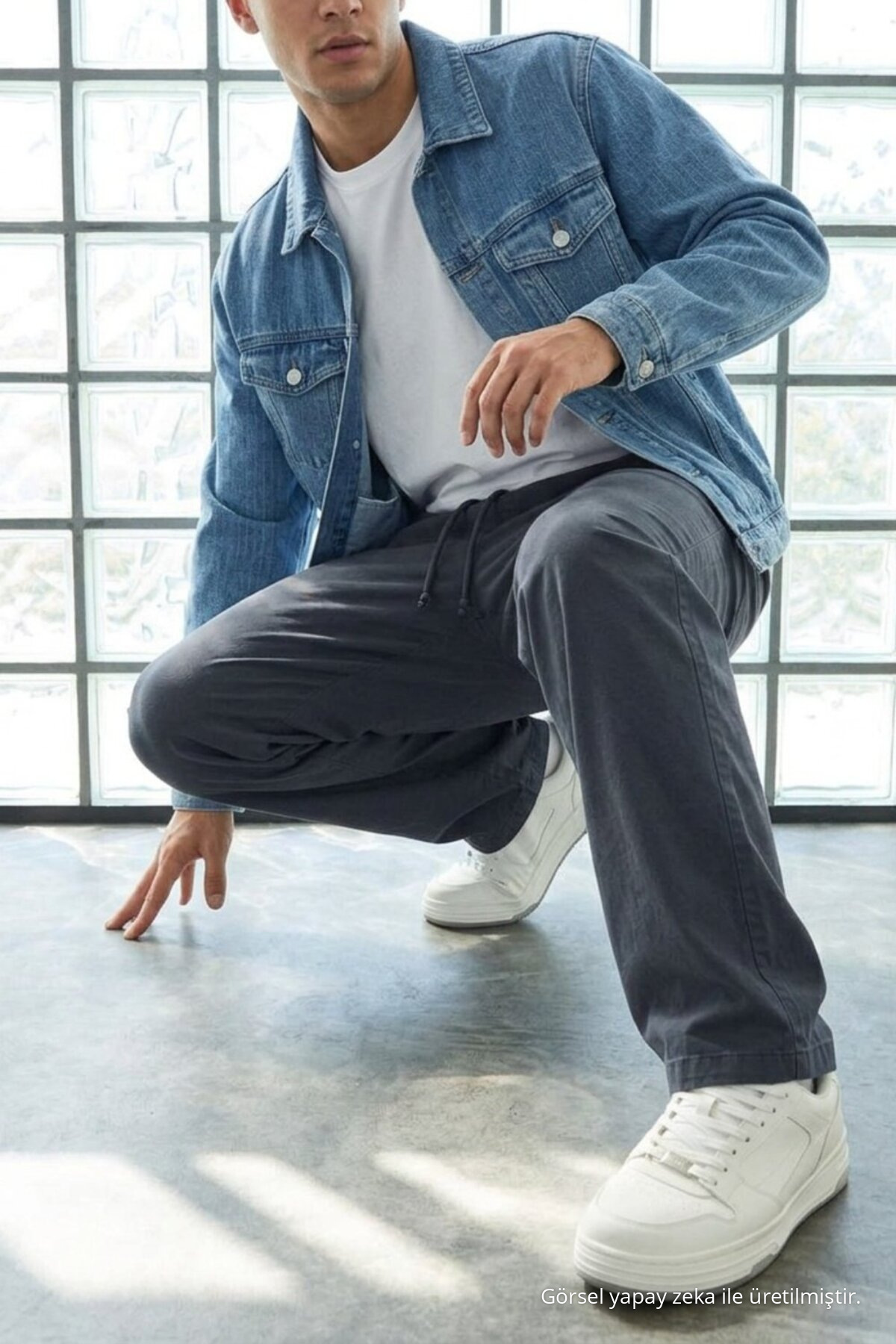 Erkek Günlük Jogger Füme Baggy Keten Pantolon 5