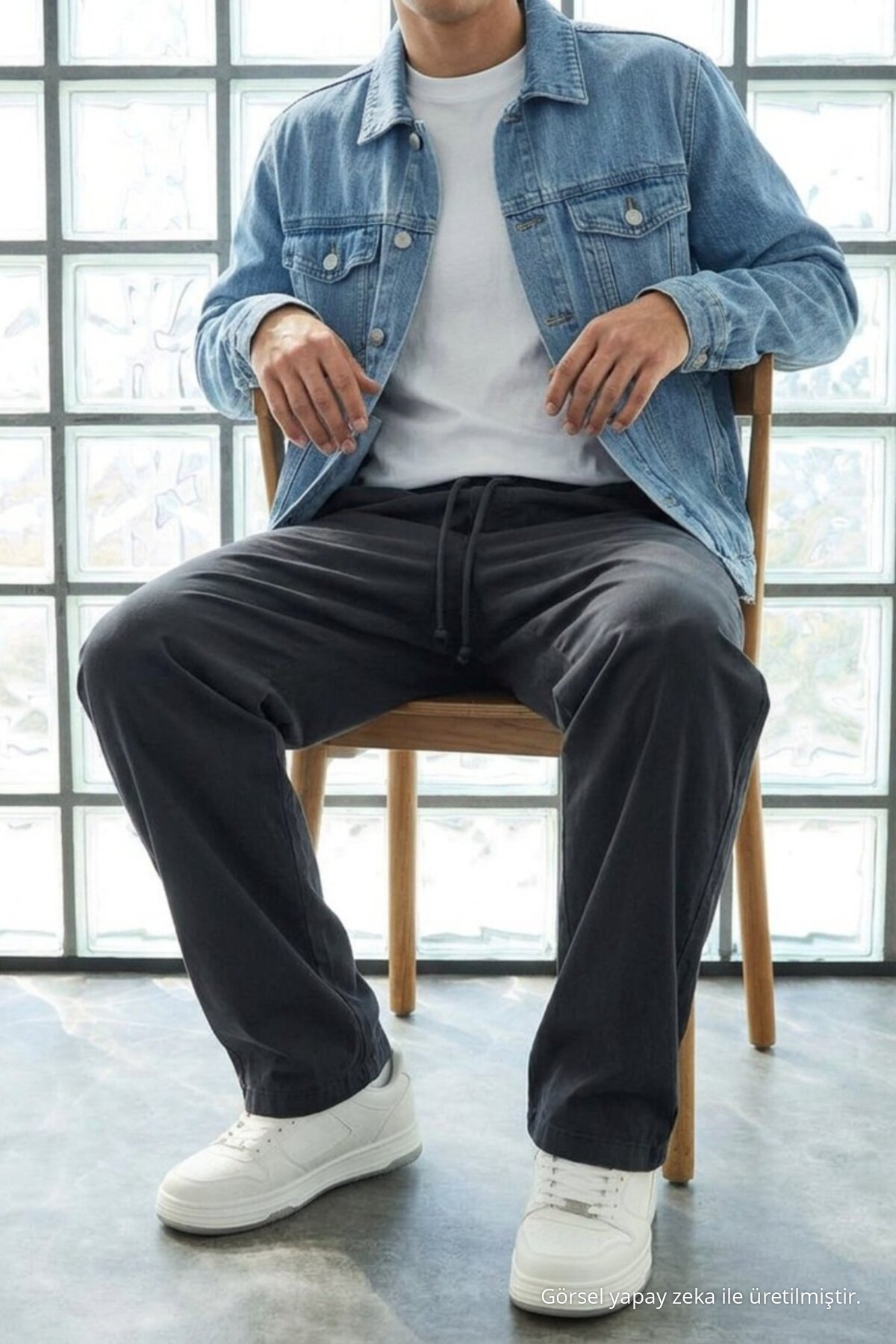 Erkek Günlük Jogger Füme Baggy Keten Pantolon 3