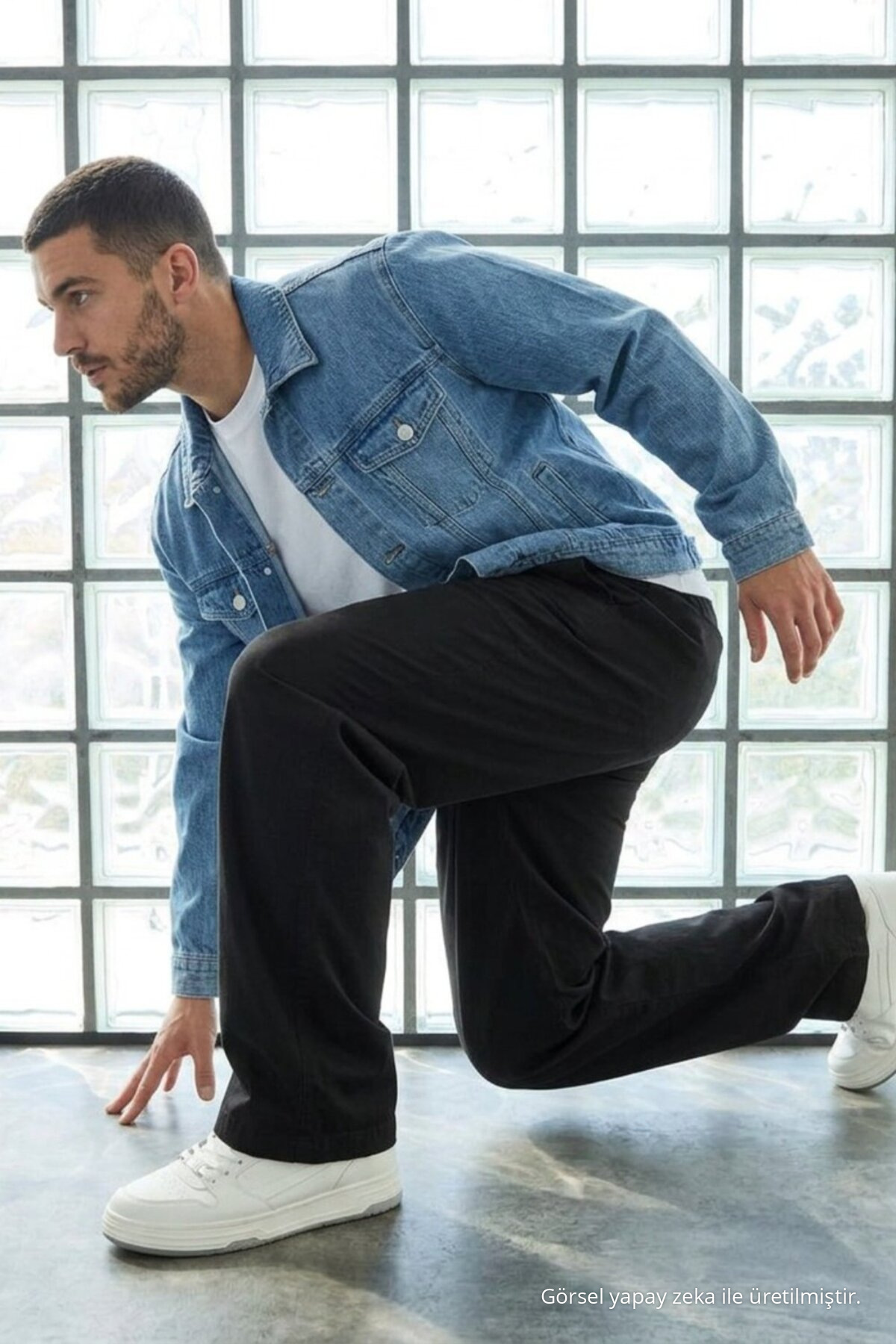 Erkek Günlük Jogger Siyah Baggy Keten Pantolon 5