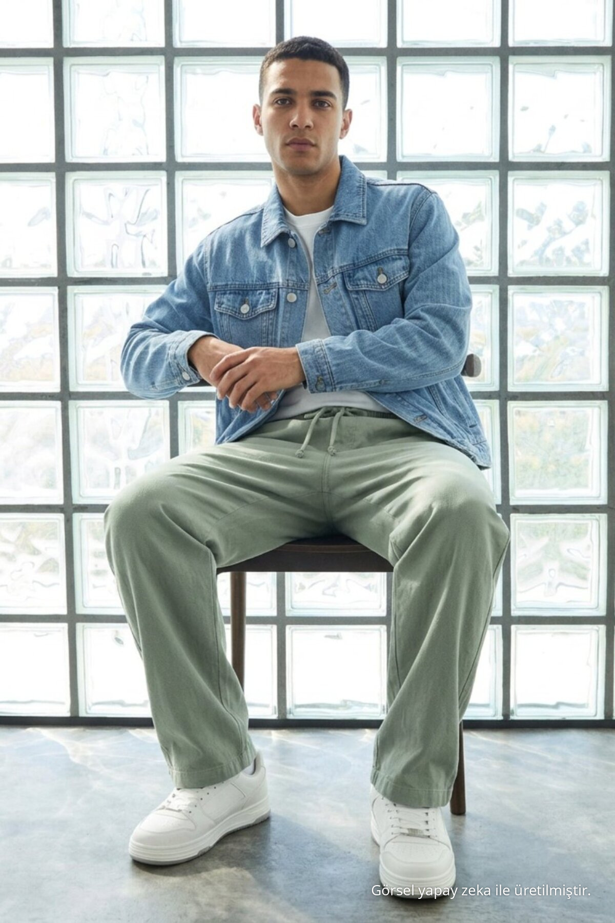 Erkek Günlük Jogger Yeşil Baggy Keten Pantolon 3